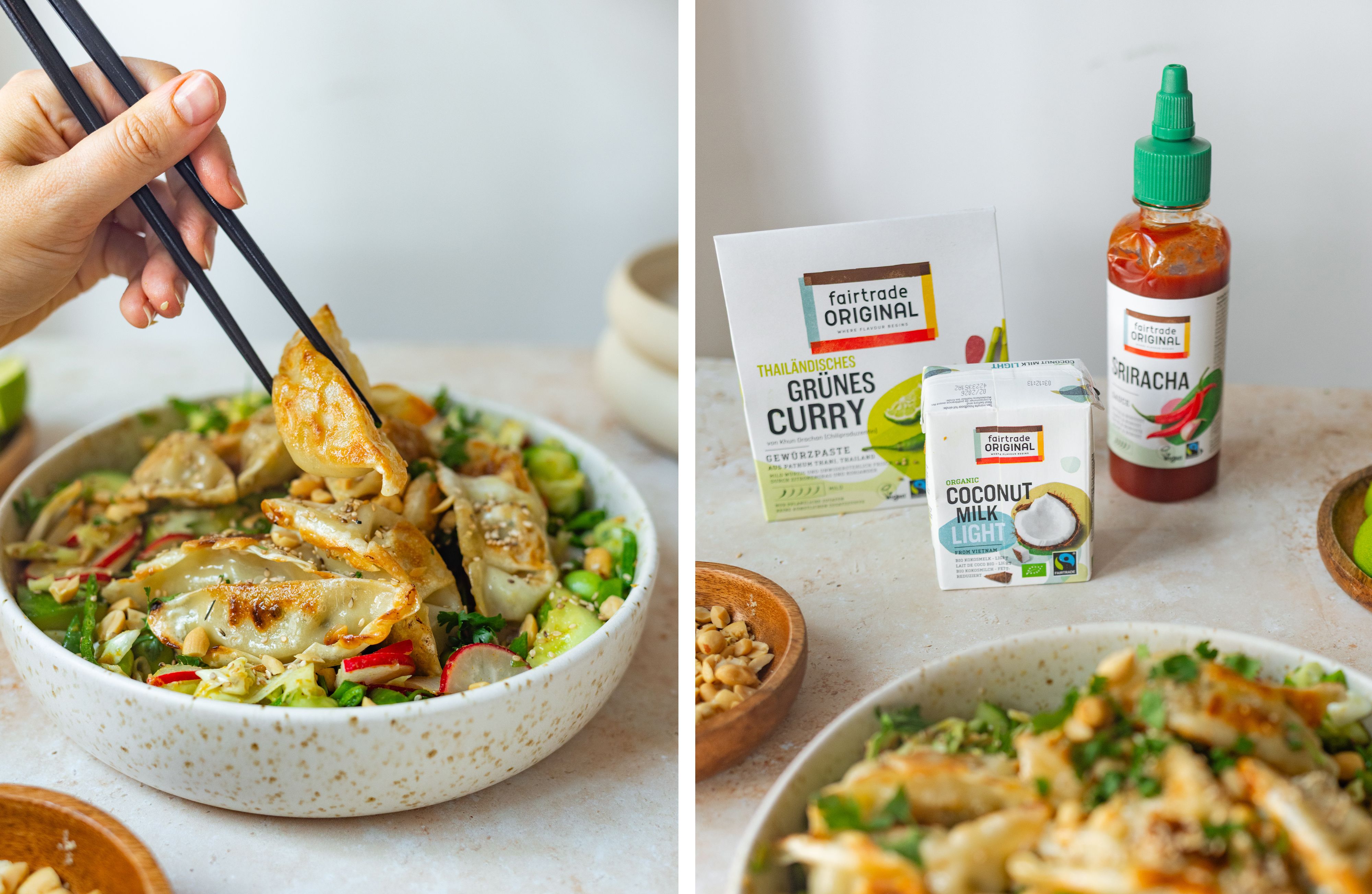 R963 Knuspriger Dumpling Salat mit Currydressing