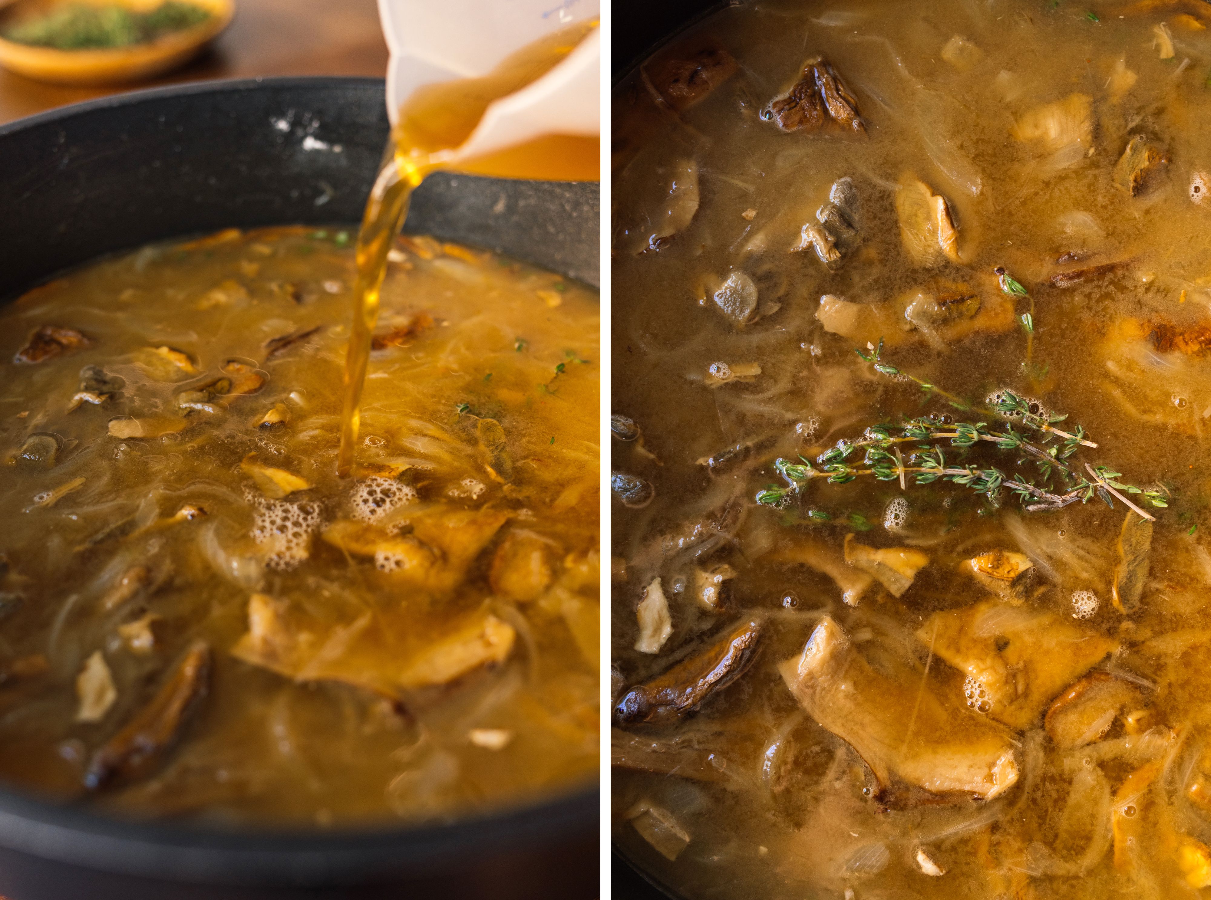 R924 Vegane französische Zwiebelsuppe mit Steinpilzen