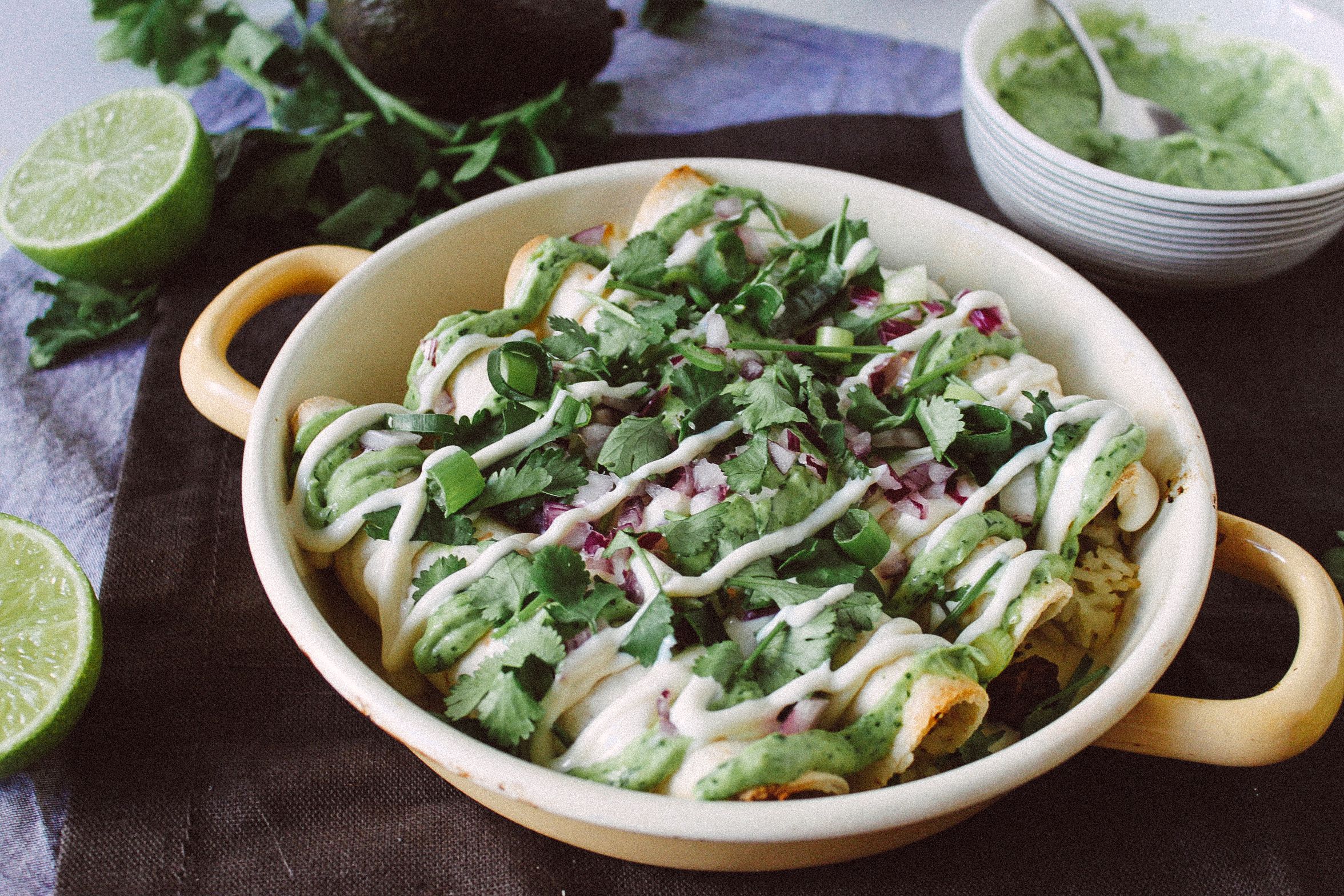 Vegan Taquitos with Avocado Sauce