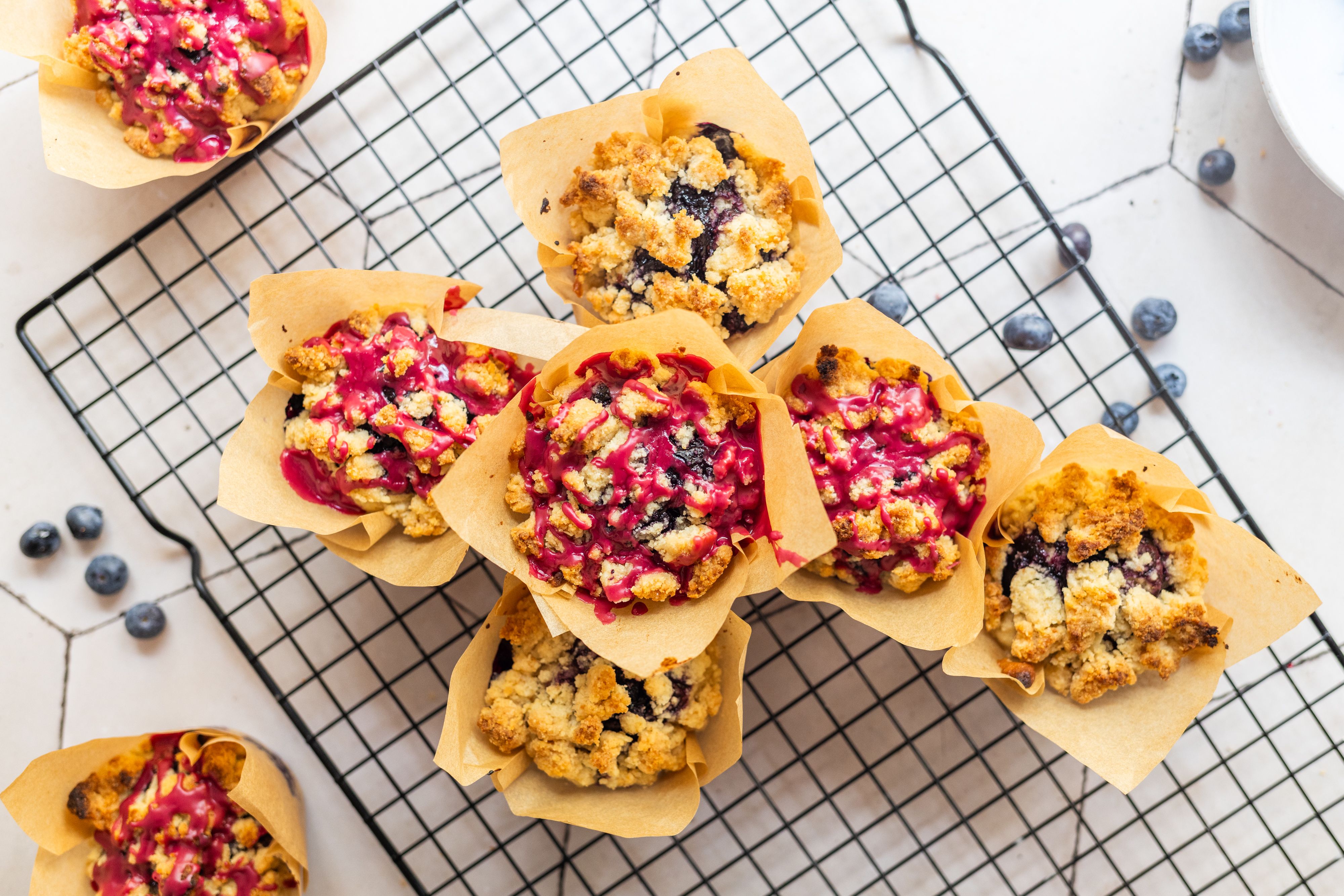 Vegan Blueberry Muffins with crumbles