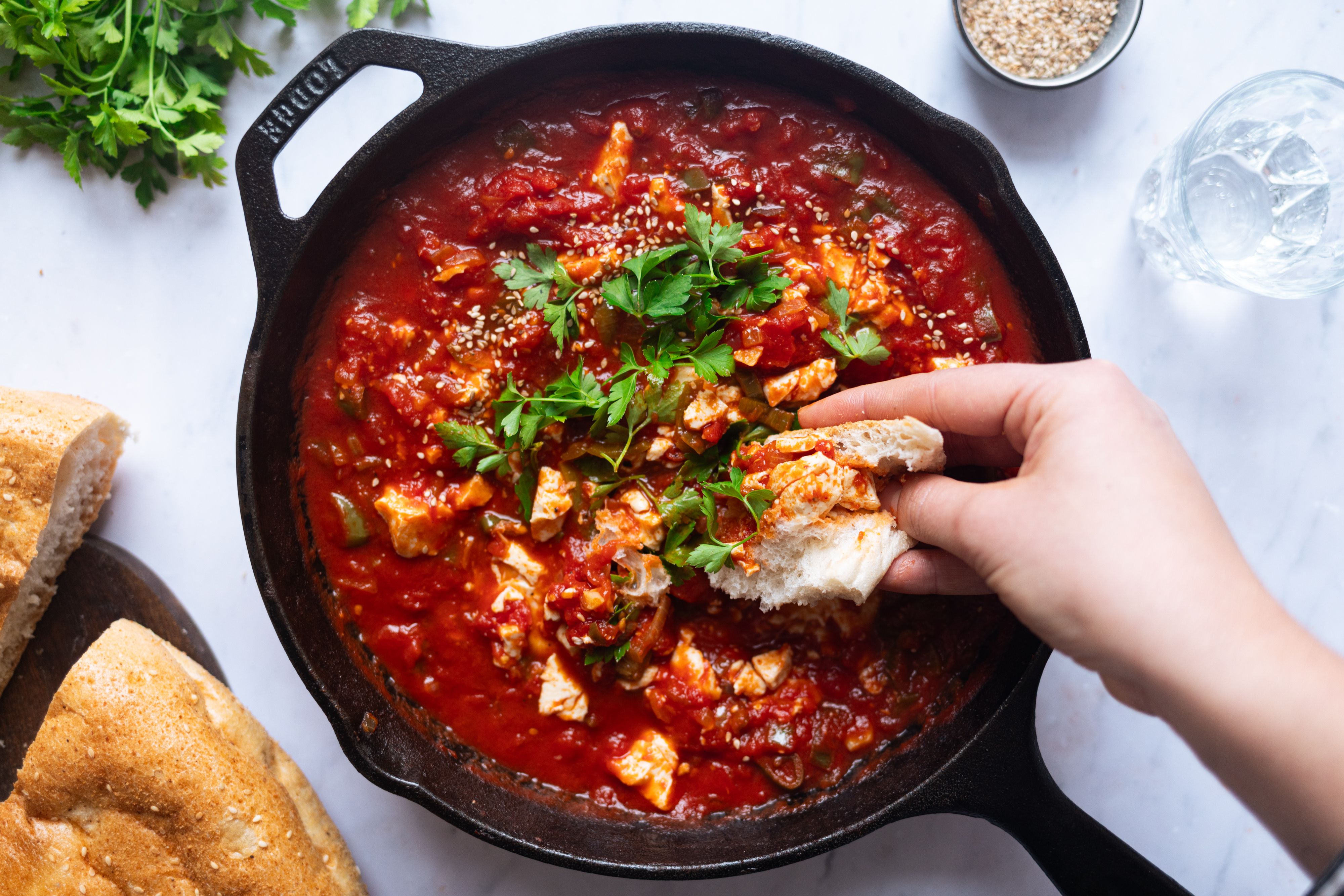 Veganes Menemen (Türkisches Rührei mit Tomaten)