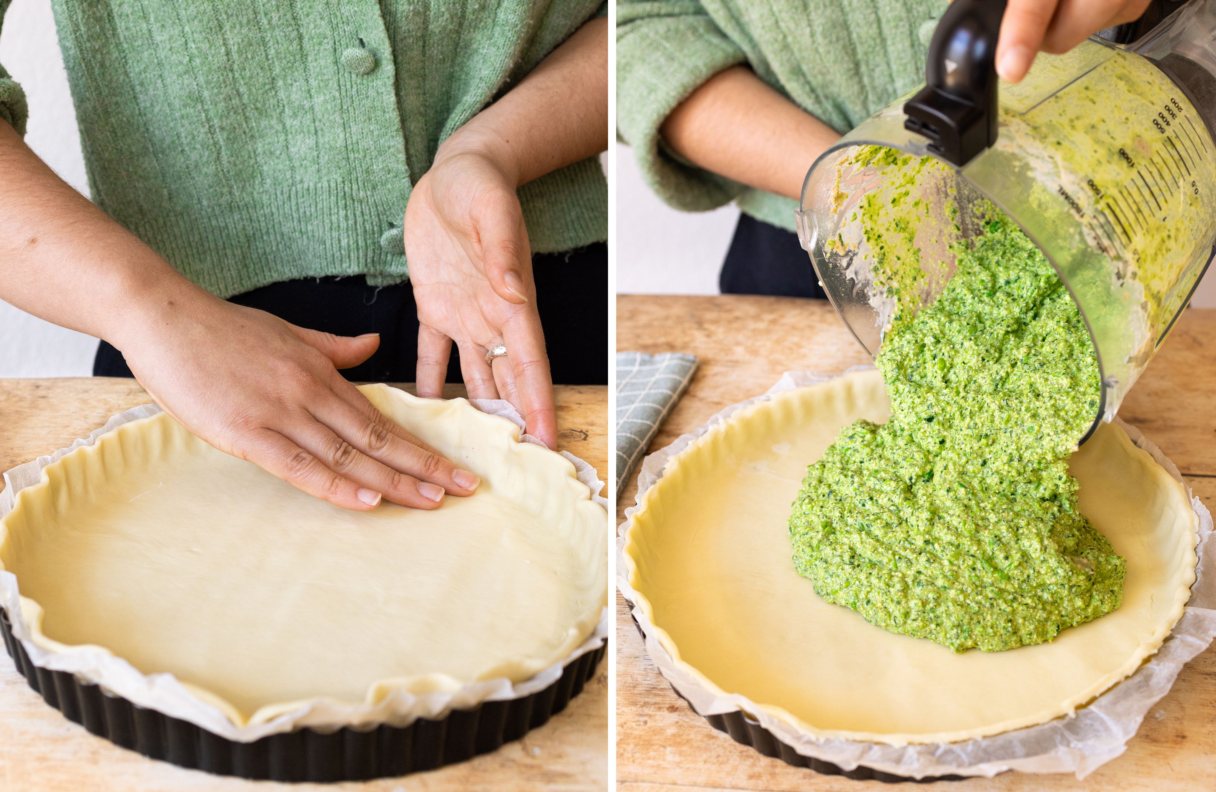R1048 Vegane Quiche mit Erbsen, Spinat und Kräutern