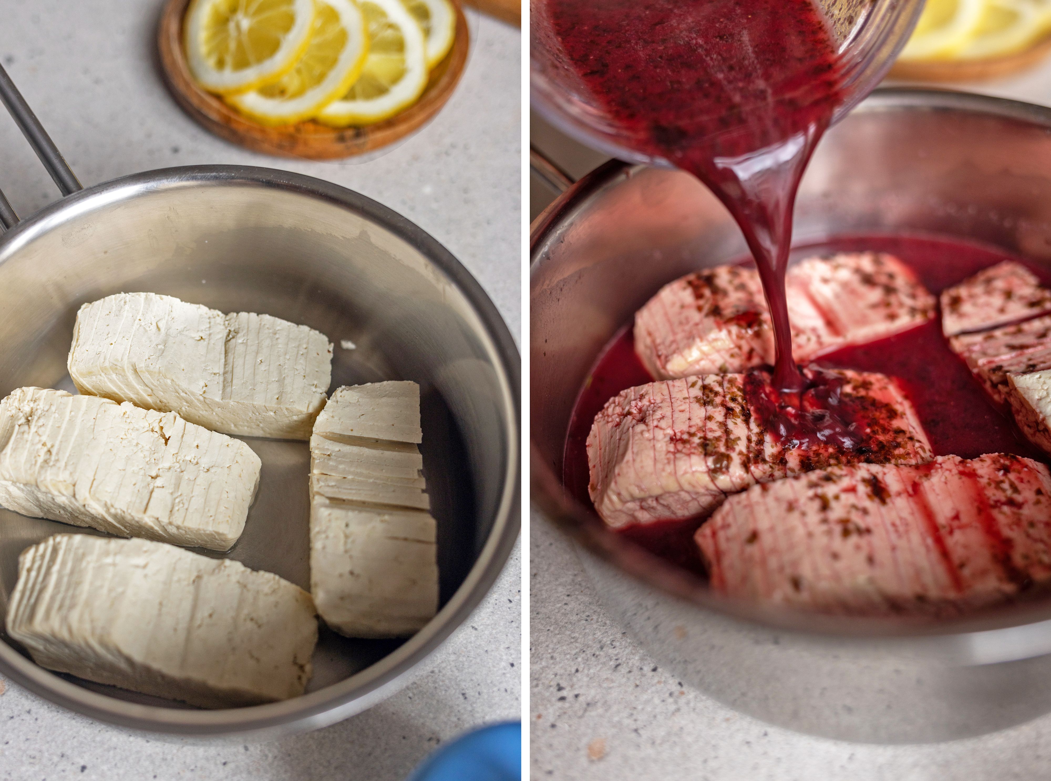 R1056 Veganer Tofu-Lachs mit gebratenem Spargel, Kartoffeln und Dill-Sahne-Soße
