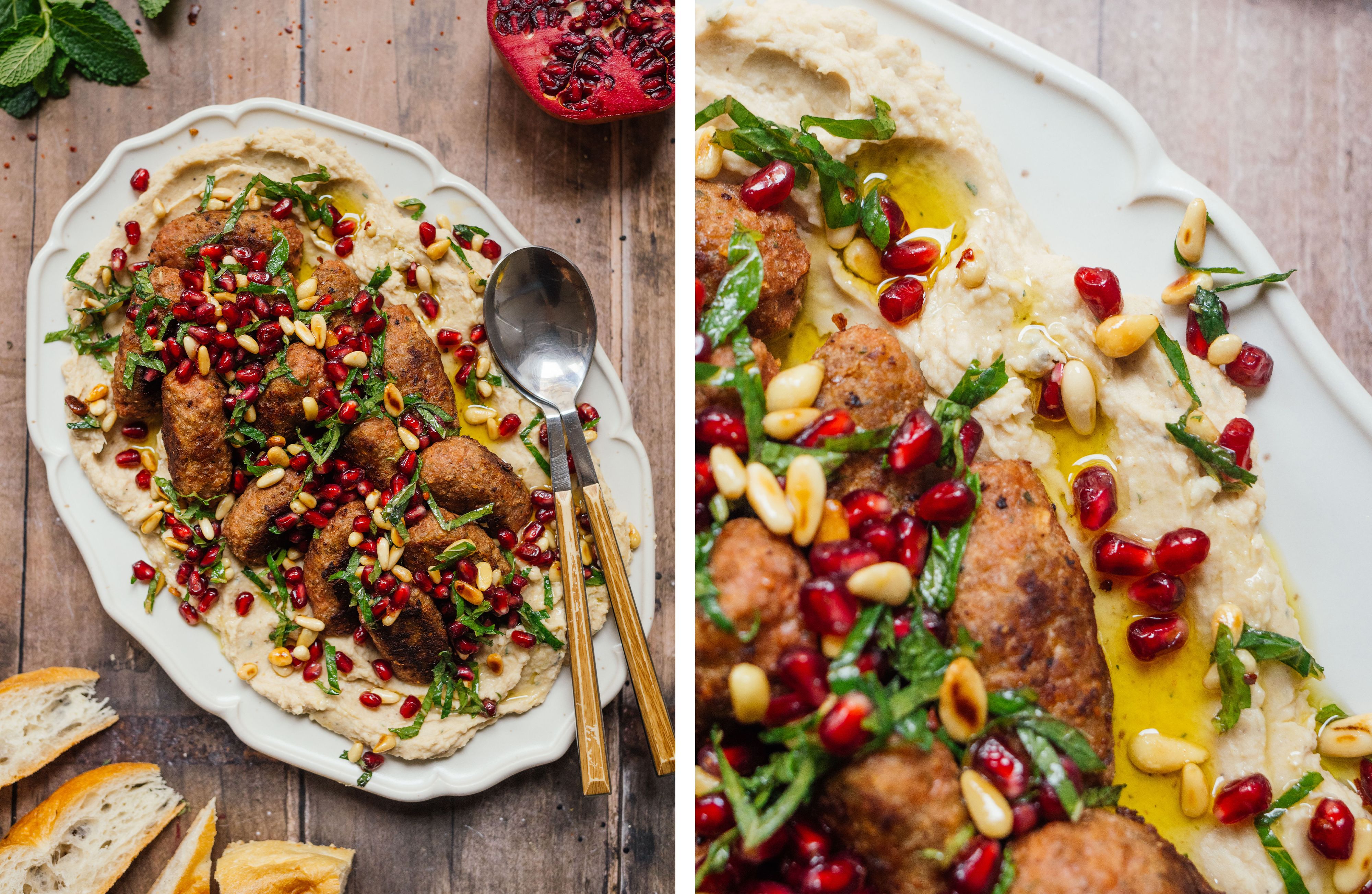 R891 Vegane Köfte auf weißem Bohnen-Püree