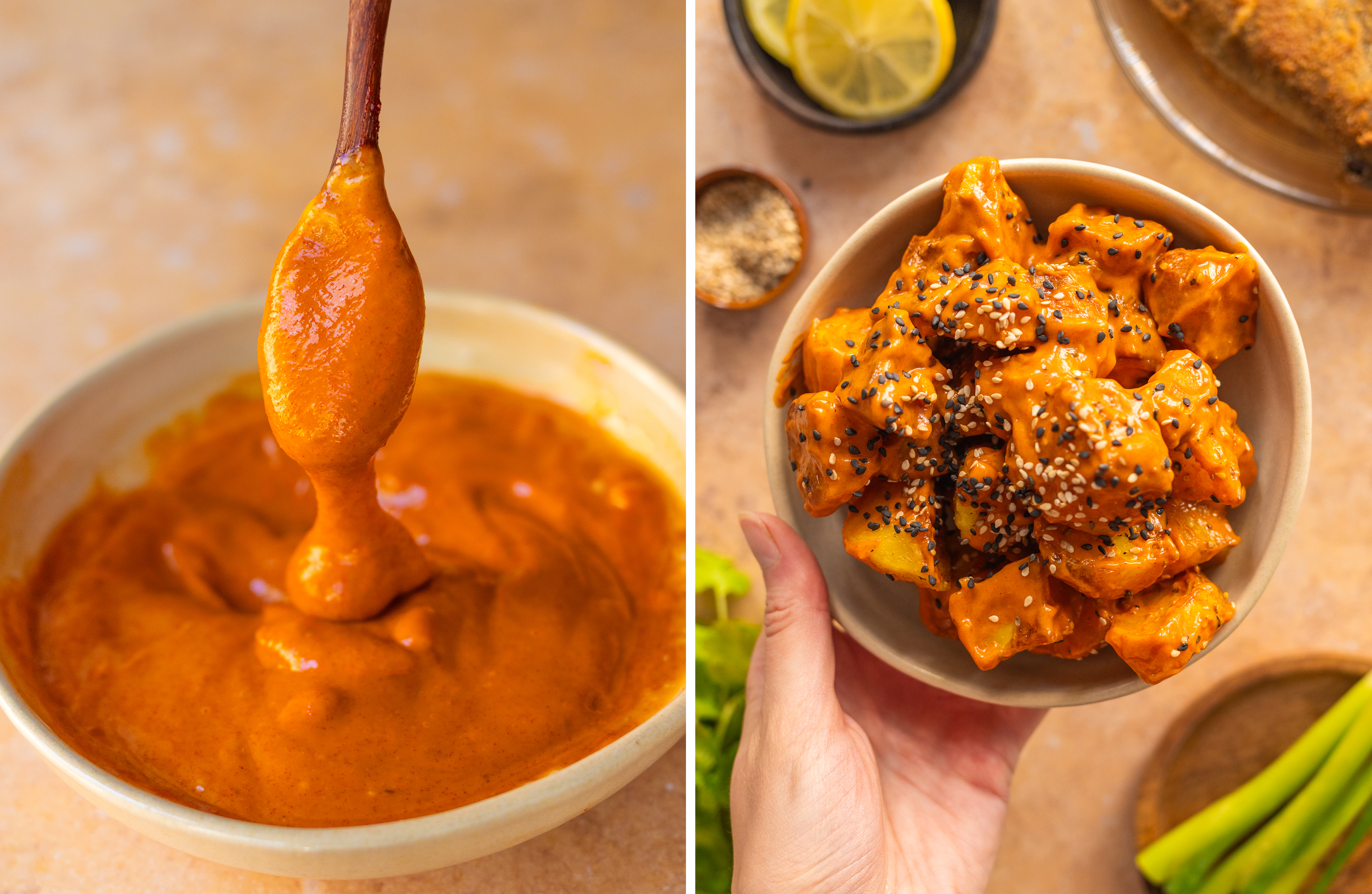 R978 - Auberginen-Schnitzel mit Gochujang Kartoffelsalat