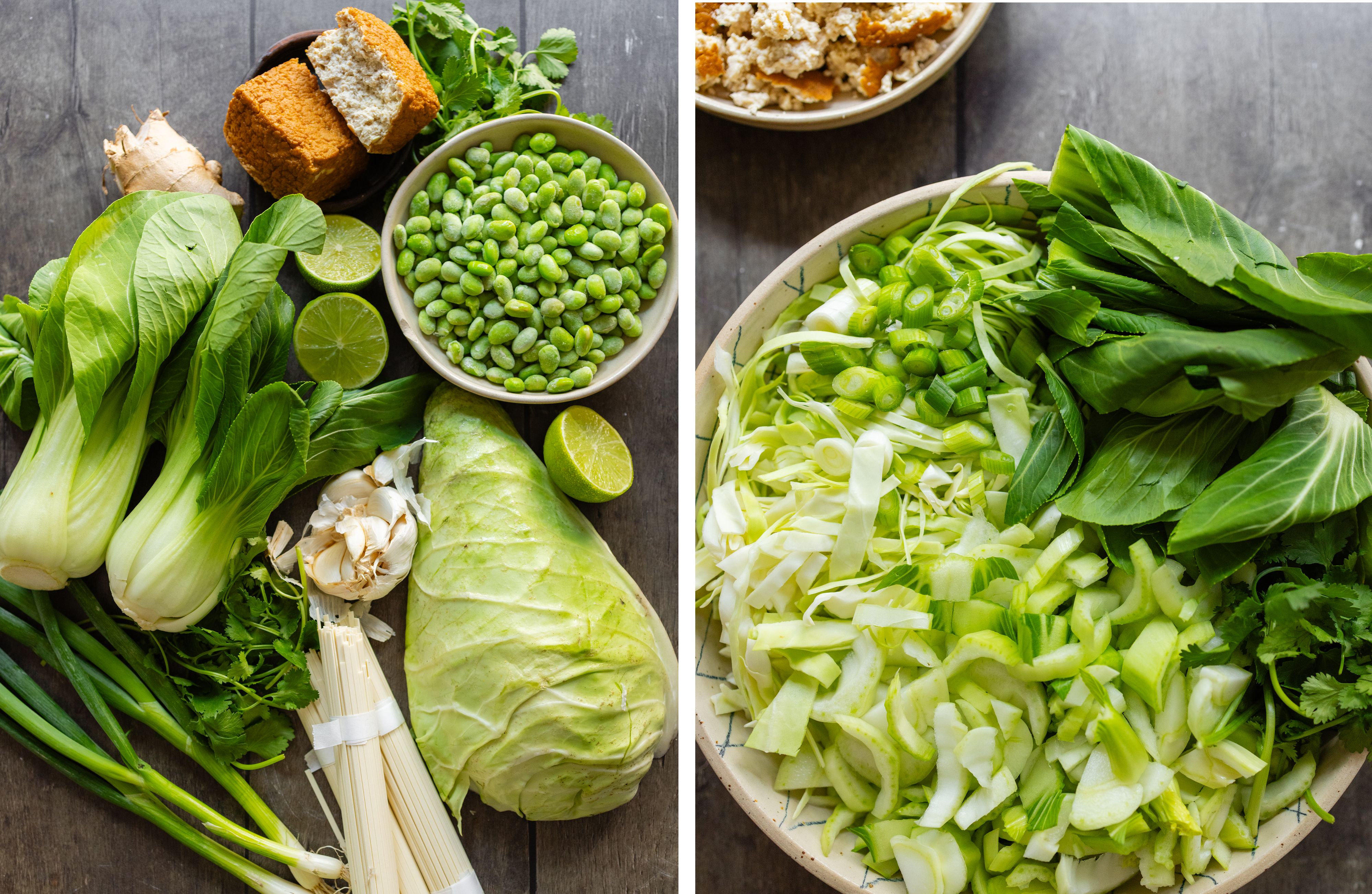 R865 Schnelle gebratene Nudeln mit Gemüse, Tofu und Erdnusssoße