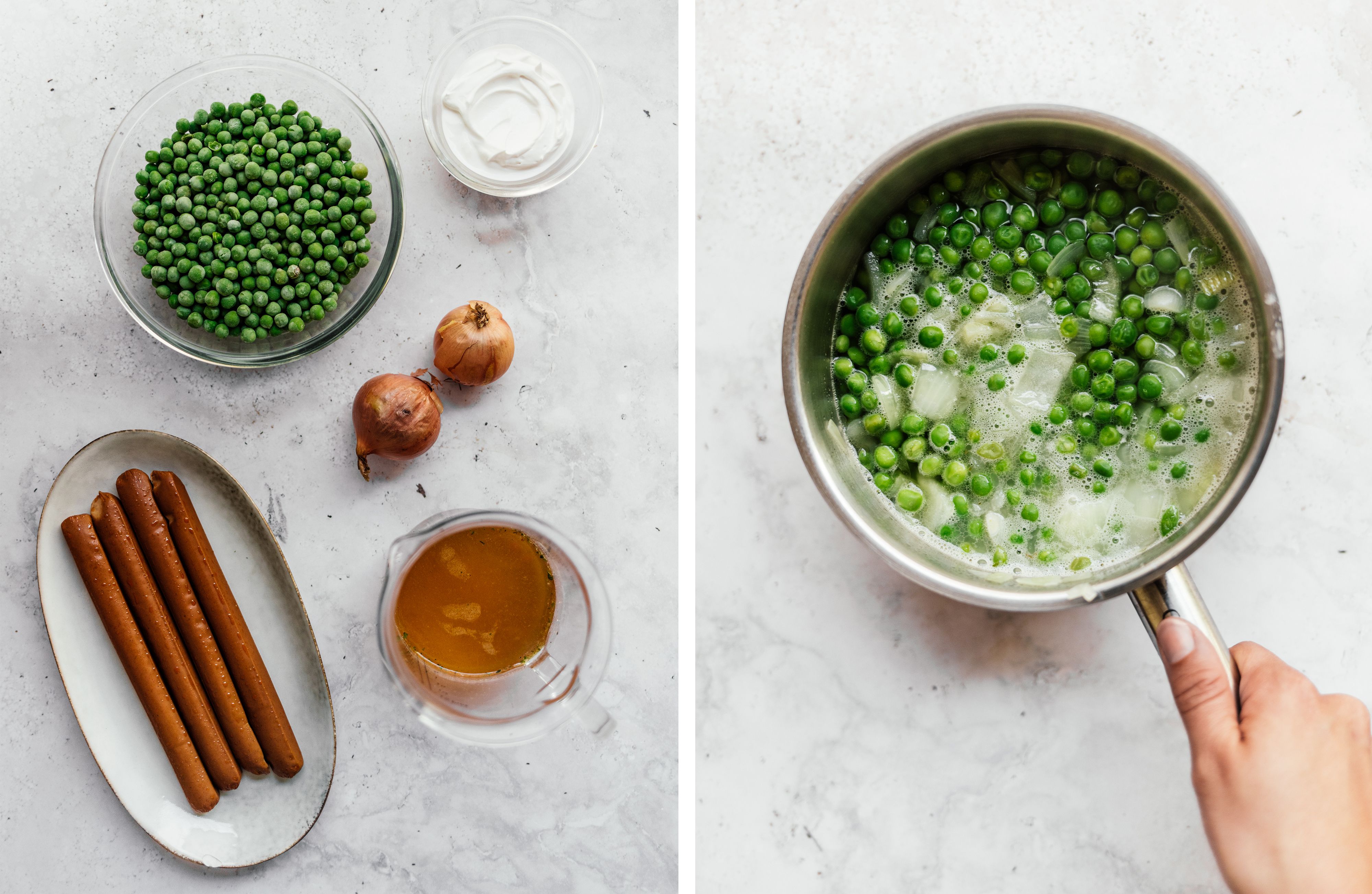 R732 Vegan Pea Soup with Sausages (with 5 ingredients)