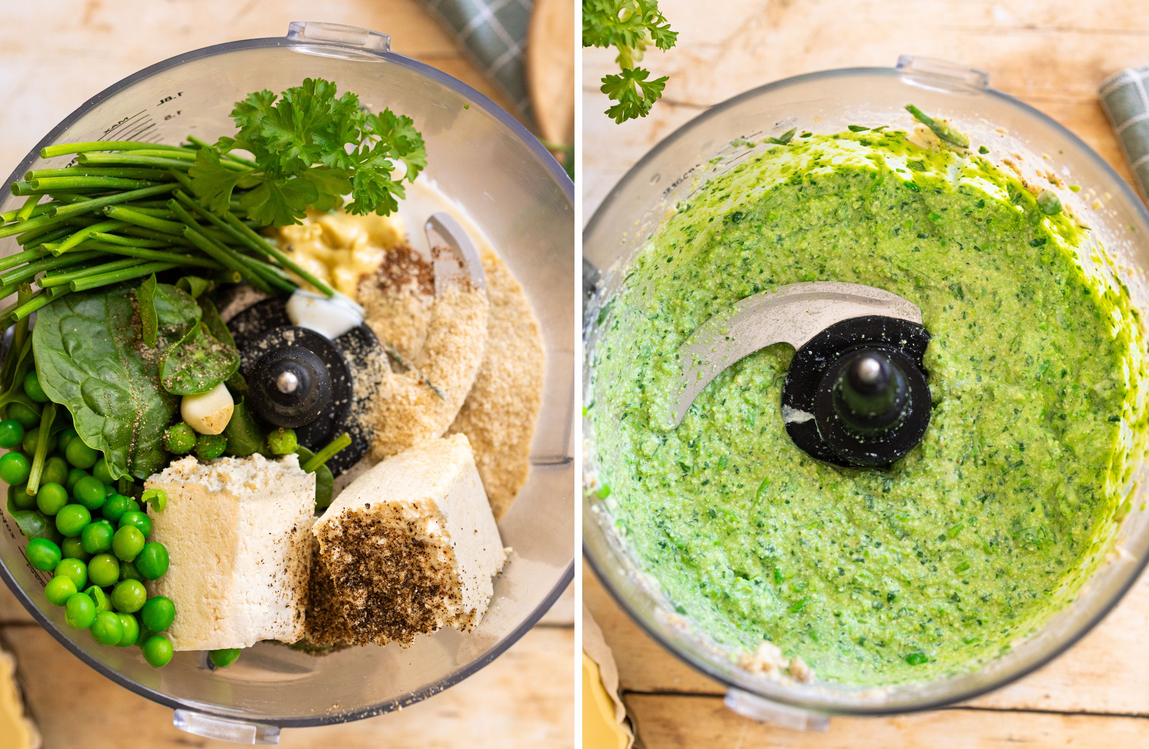 R1048 Vegane Quiche mit Erbsen, Spinat und Kräutern