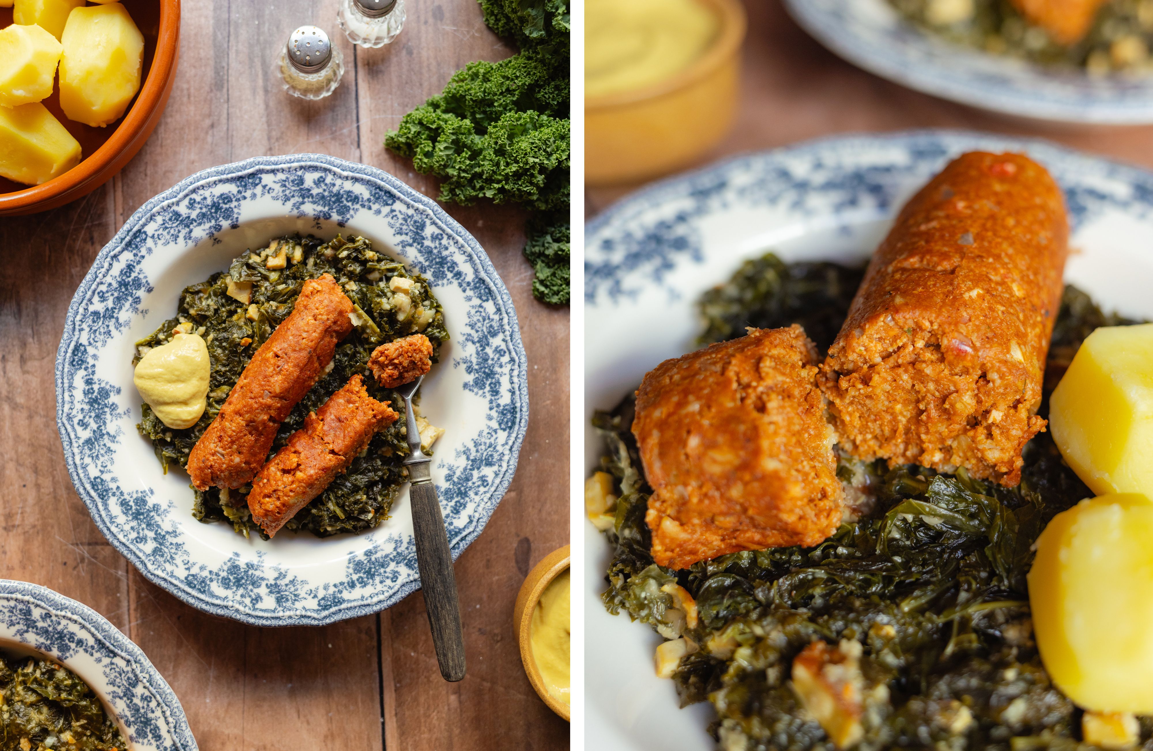 R1008 Grünkohl mit veganer Pinkelwurst 