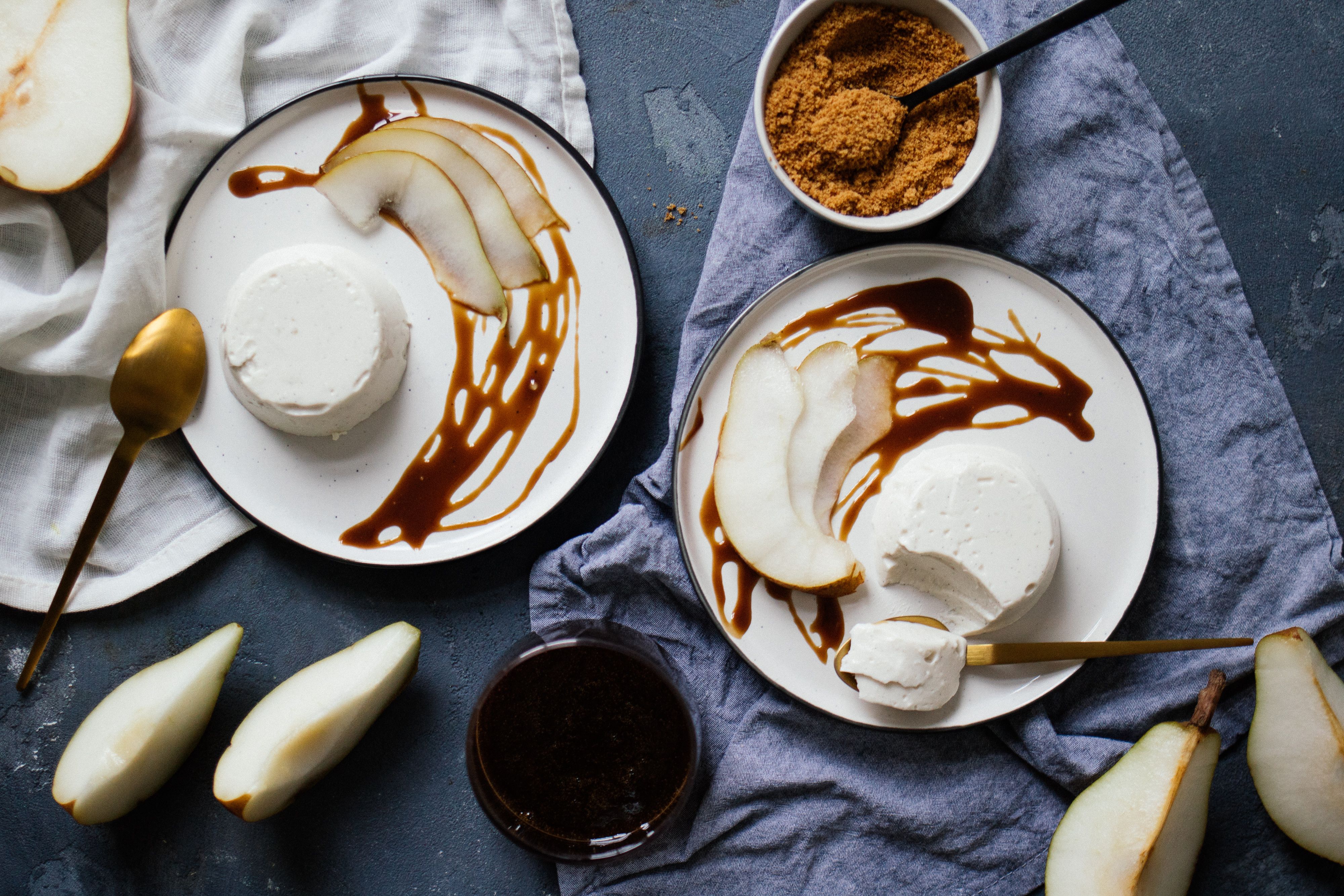 Vegan Panna Cotta with caramel sauce