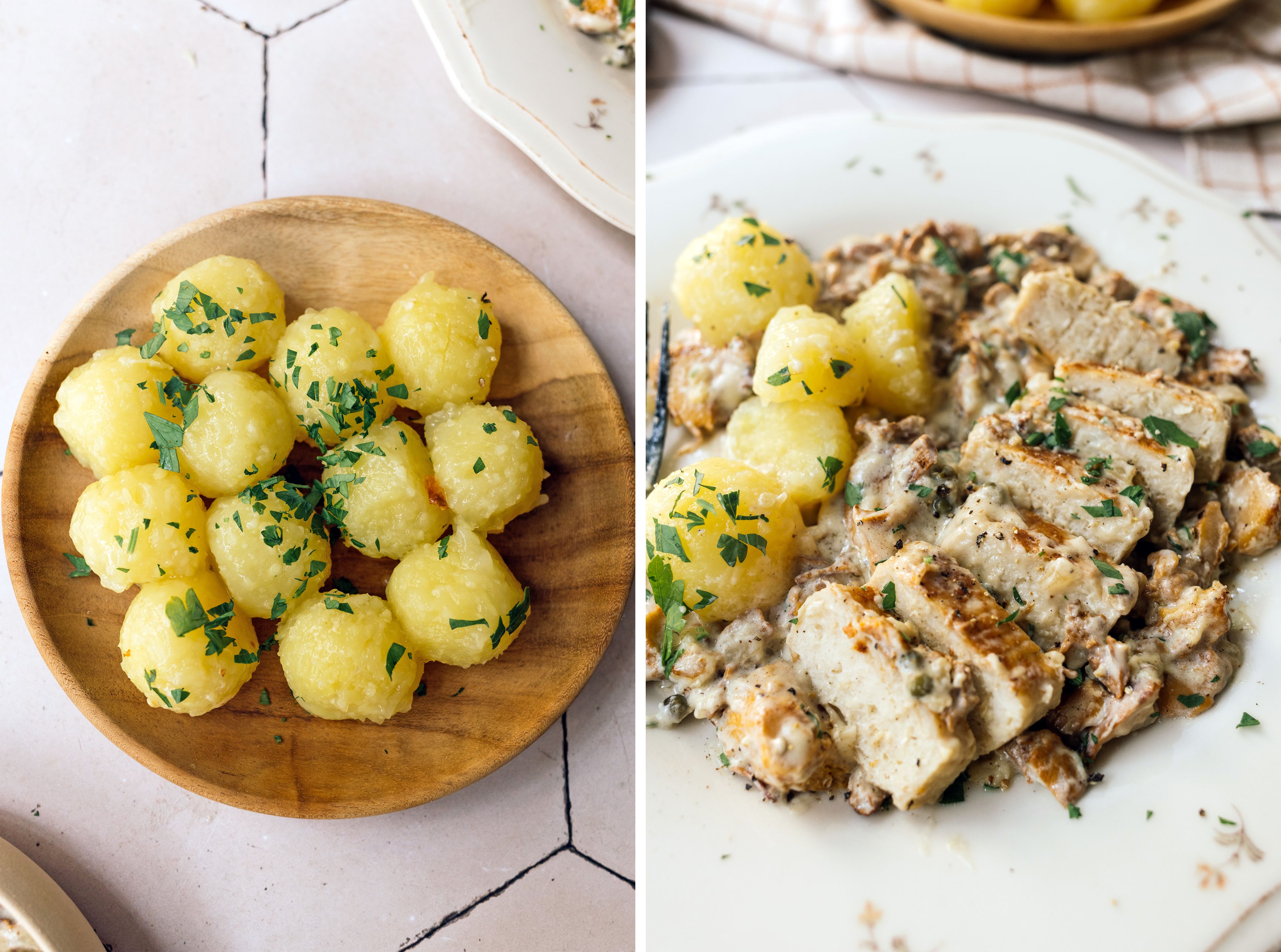 R842 Plant-Based Chicken in a Peppery Chanterelles Cream Sauce