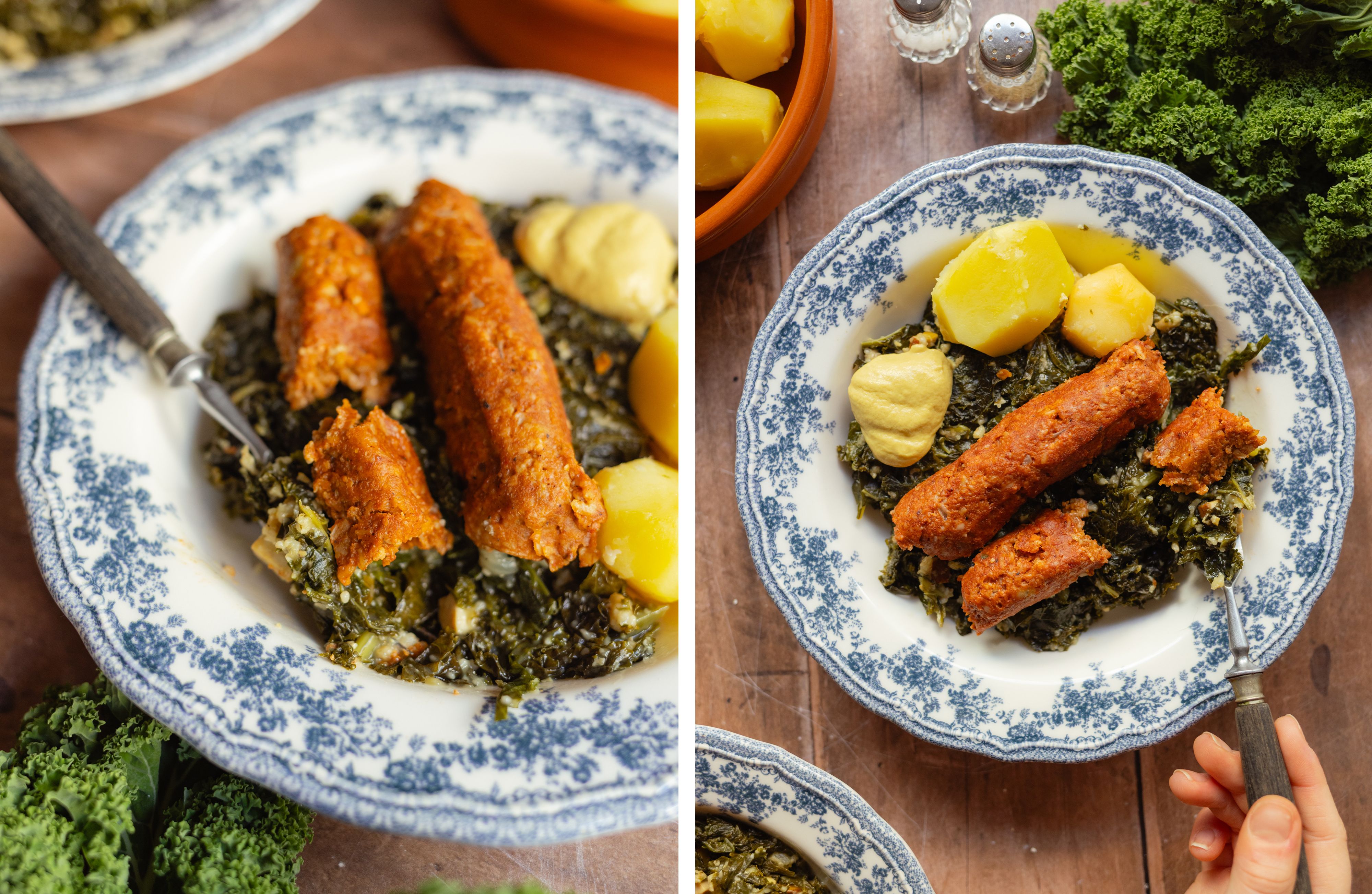 R1008 Grünkohl mit veganer Pinkelwurst 