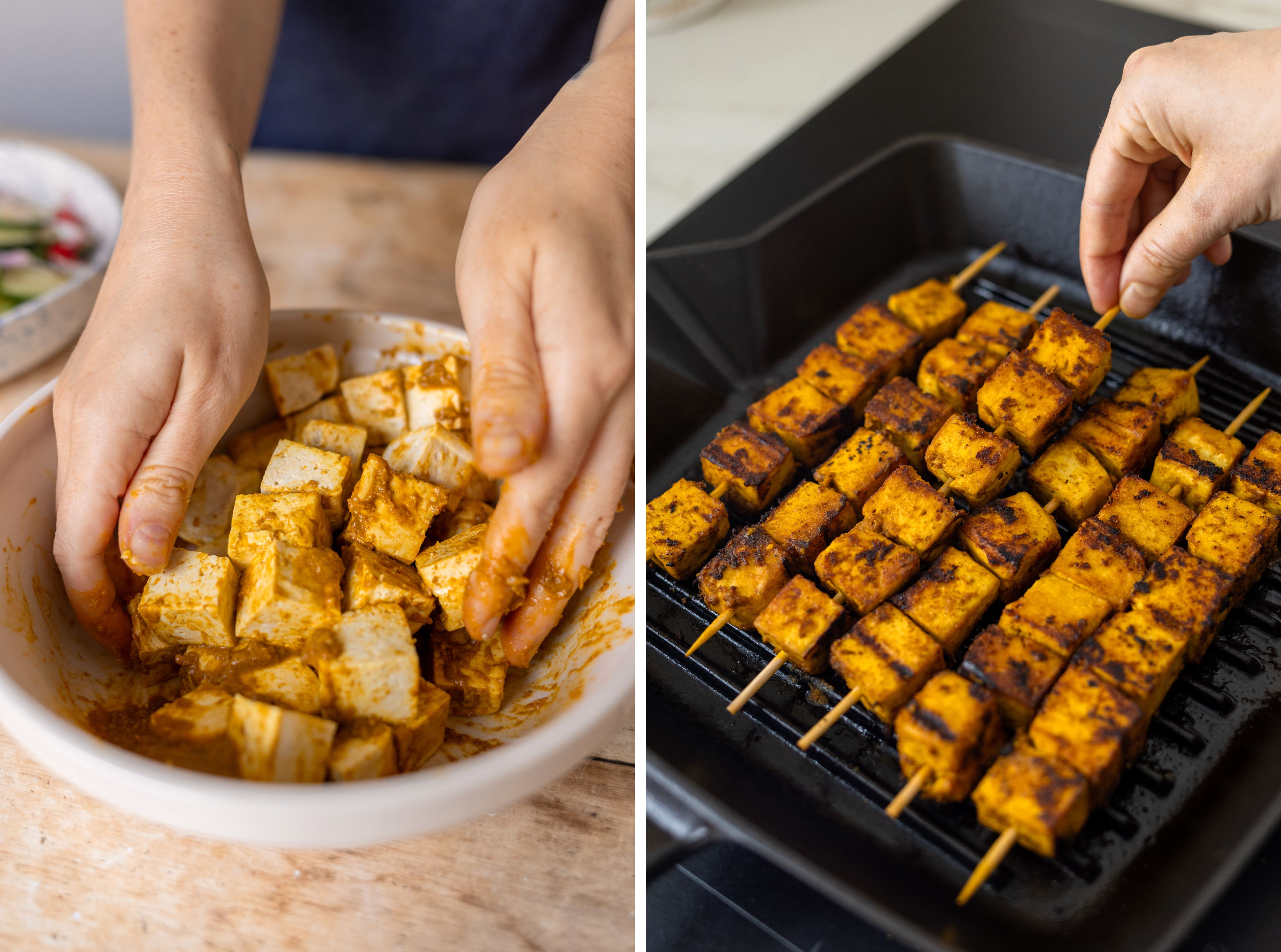R1064 Tofu Satay Skewers with Rice Noodles and Quick Pickles