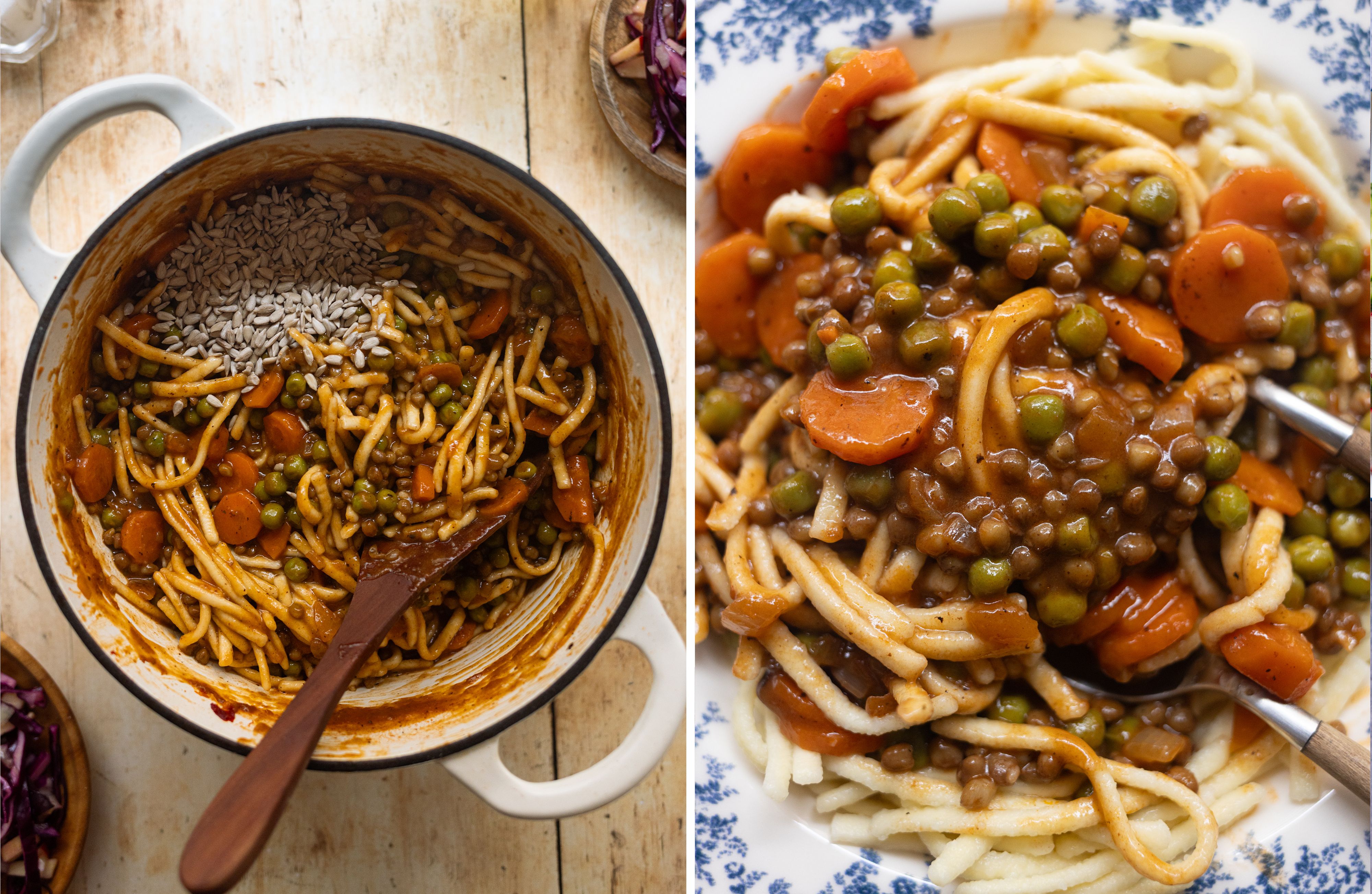 R1014 Schnelles Linsen-Gulasch mit Spätzle 