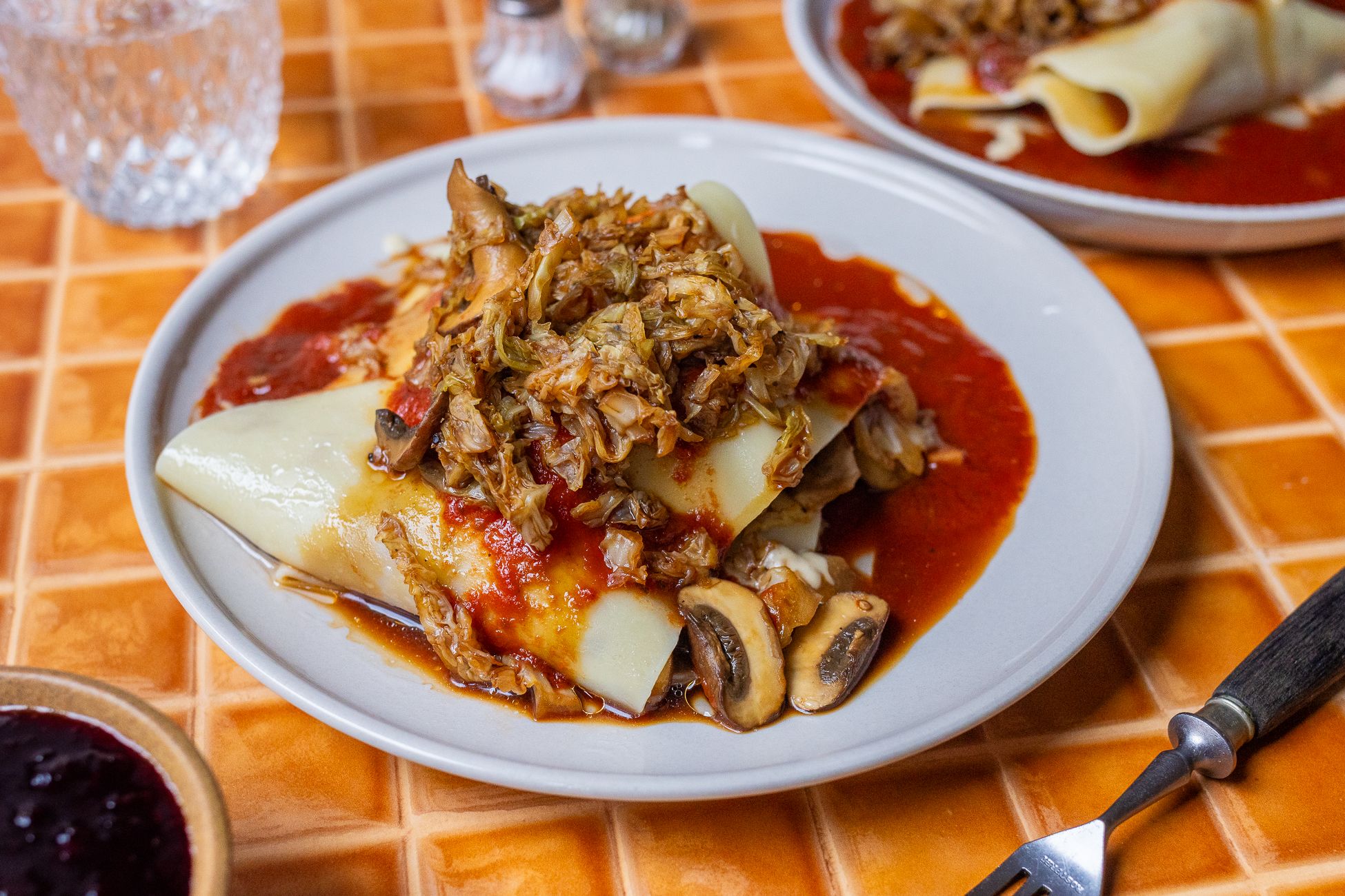 Winterliche Open Lasagna mit Wirsing und Pilzen