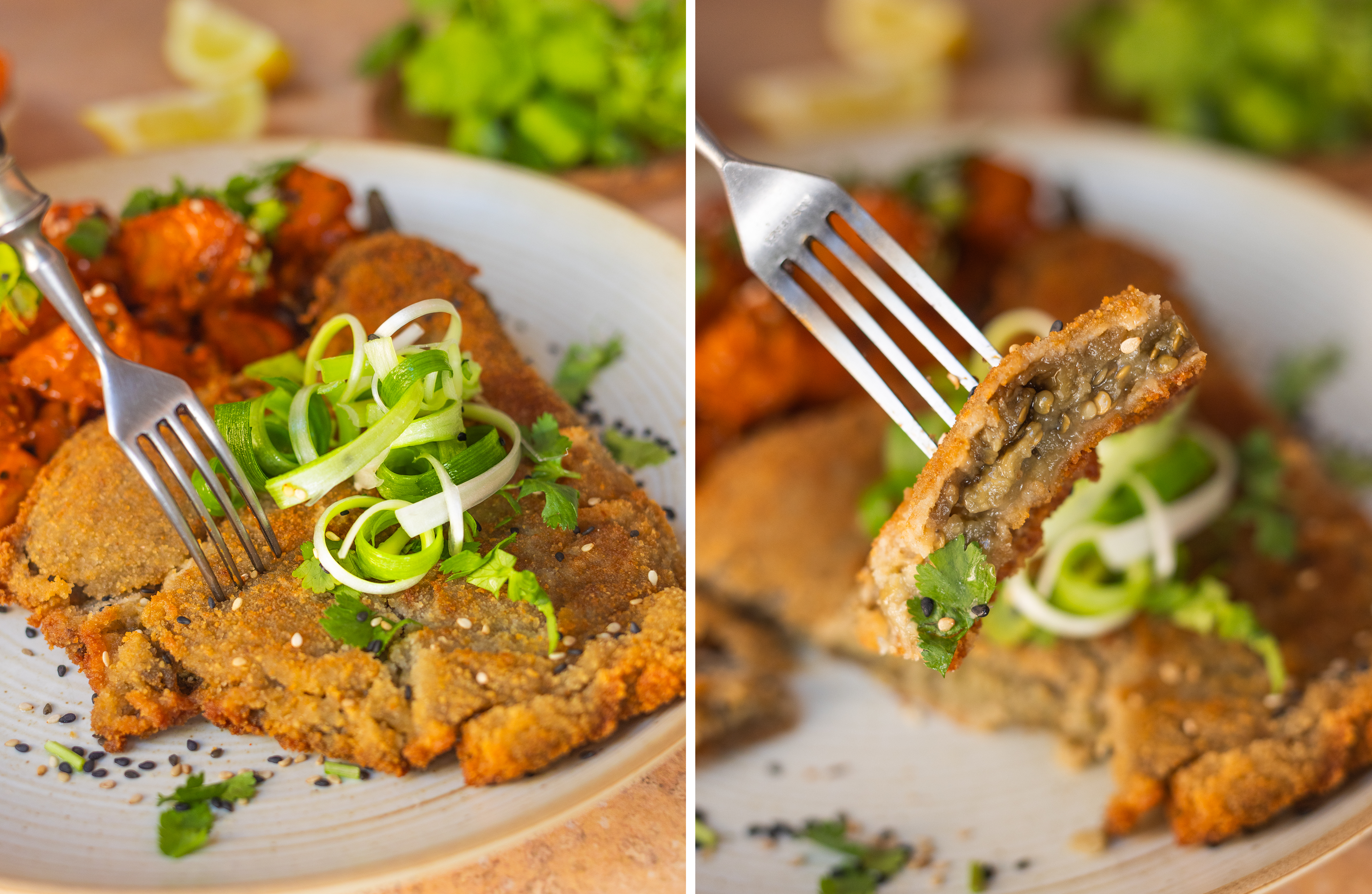 R978 - Auberginen-Schnitzel mit Gochujang Kartoffelsalat