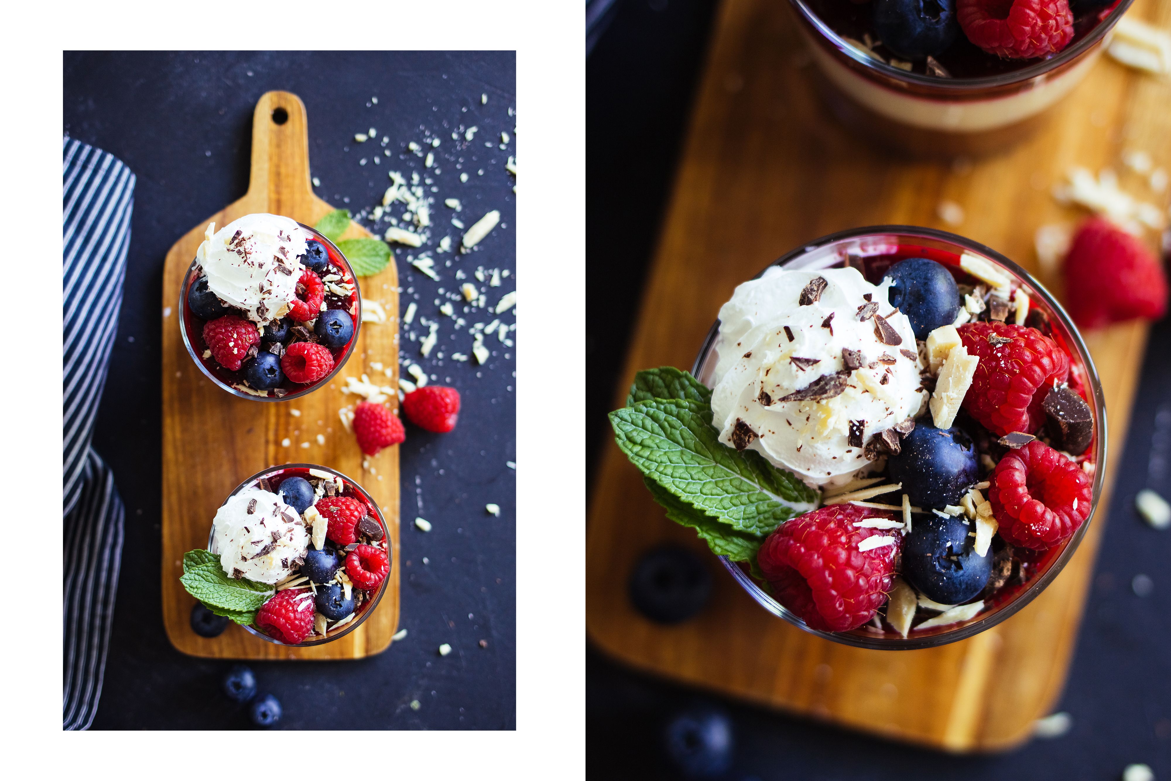 R69 vegan dark & white mousse with berry glaze