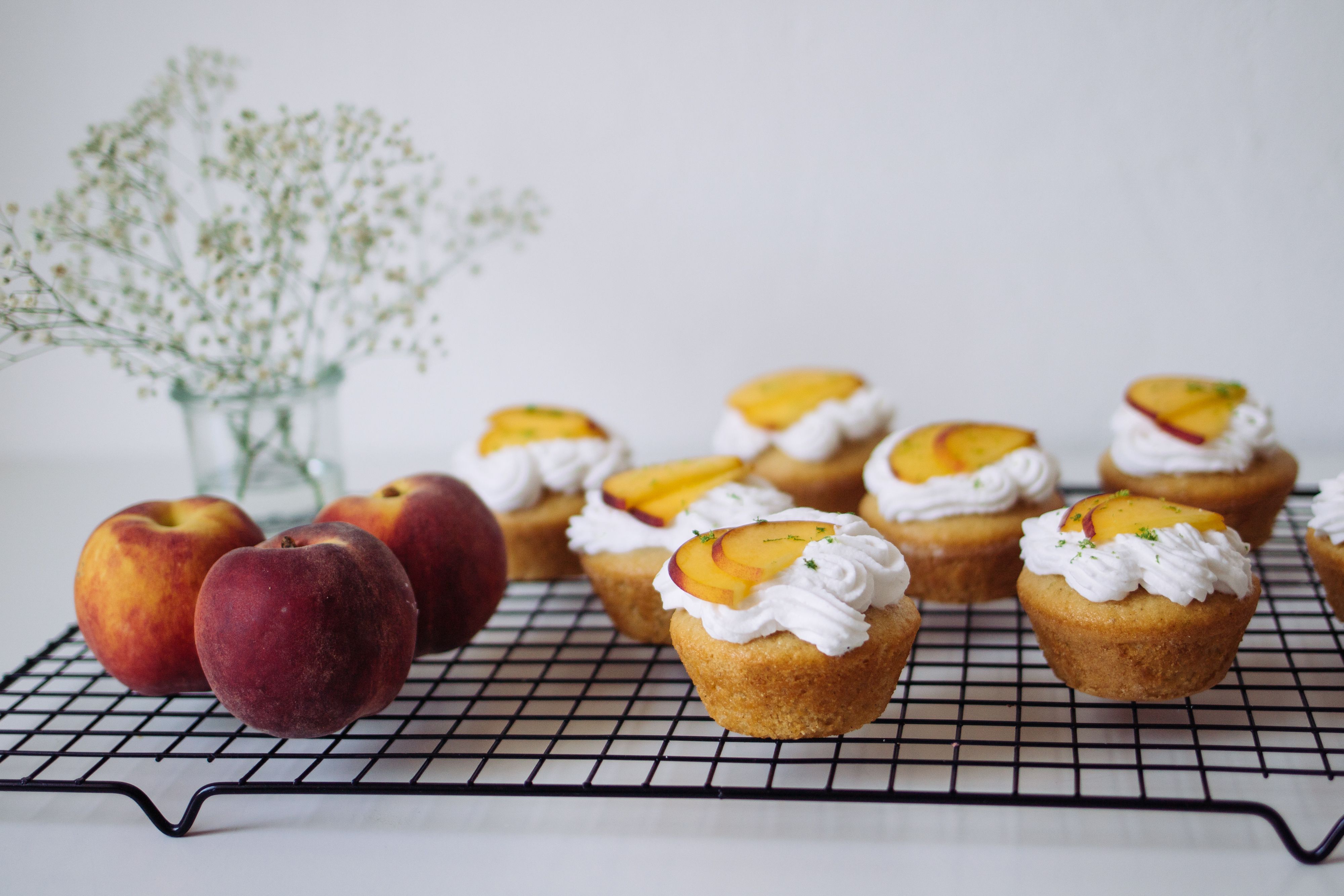Vegan Stuffed Peach Cupcakes