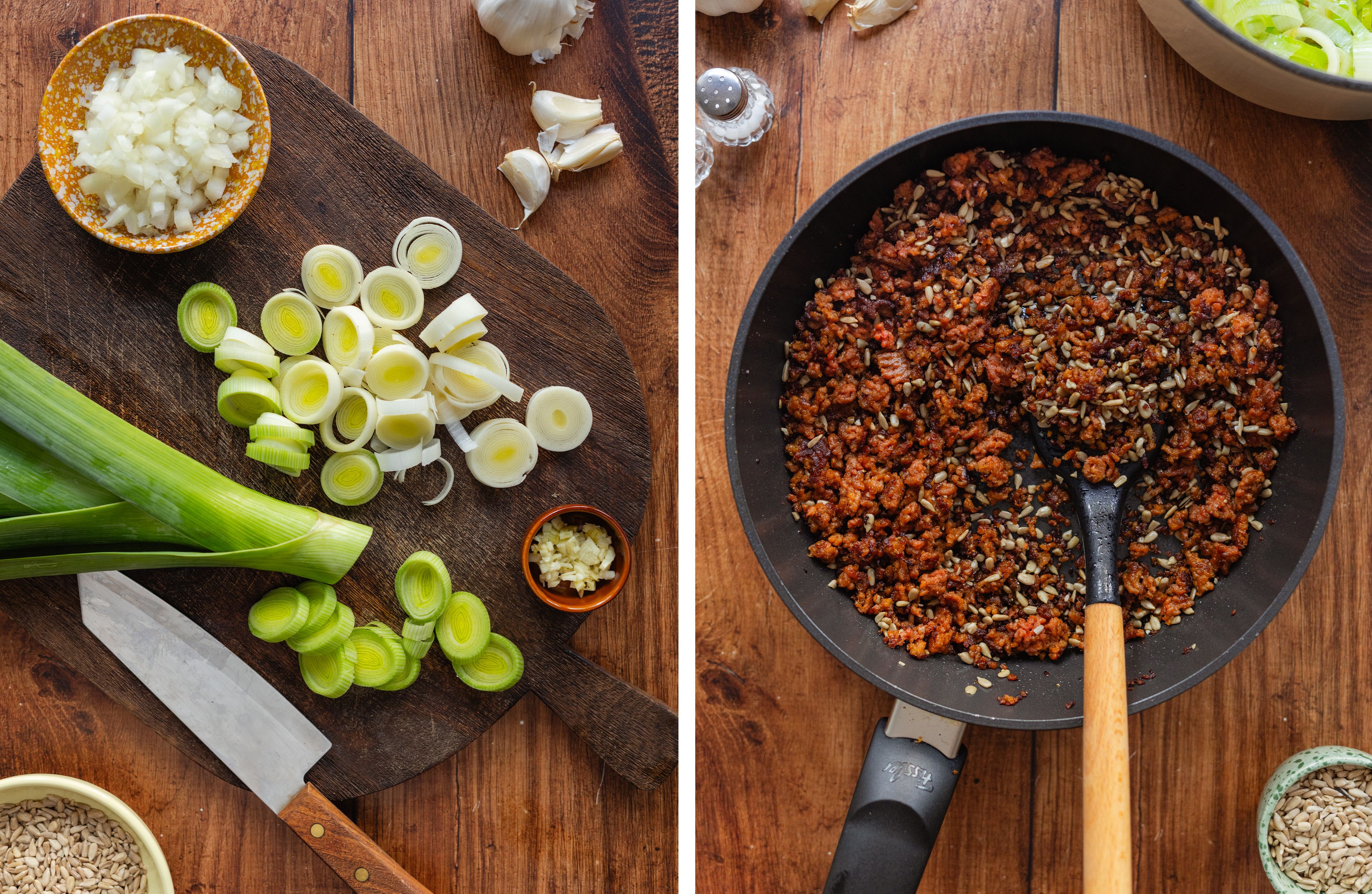 R347 Vegan Creamy Leek Soup with Vegan Mince