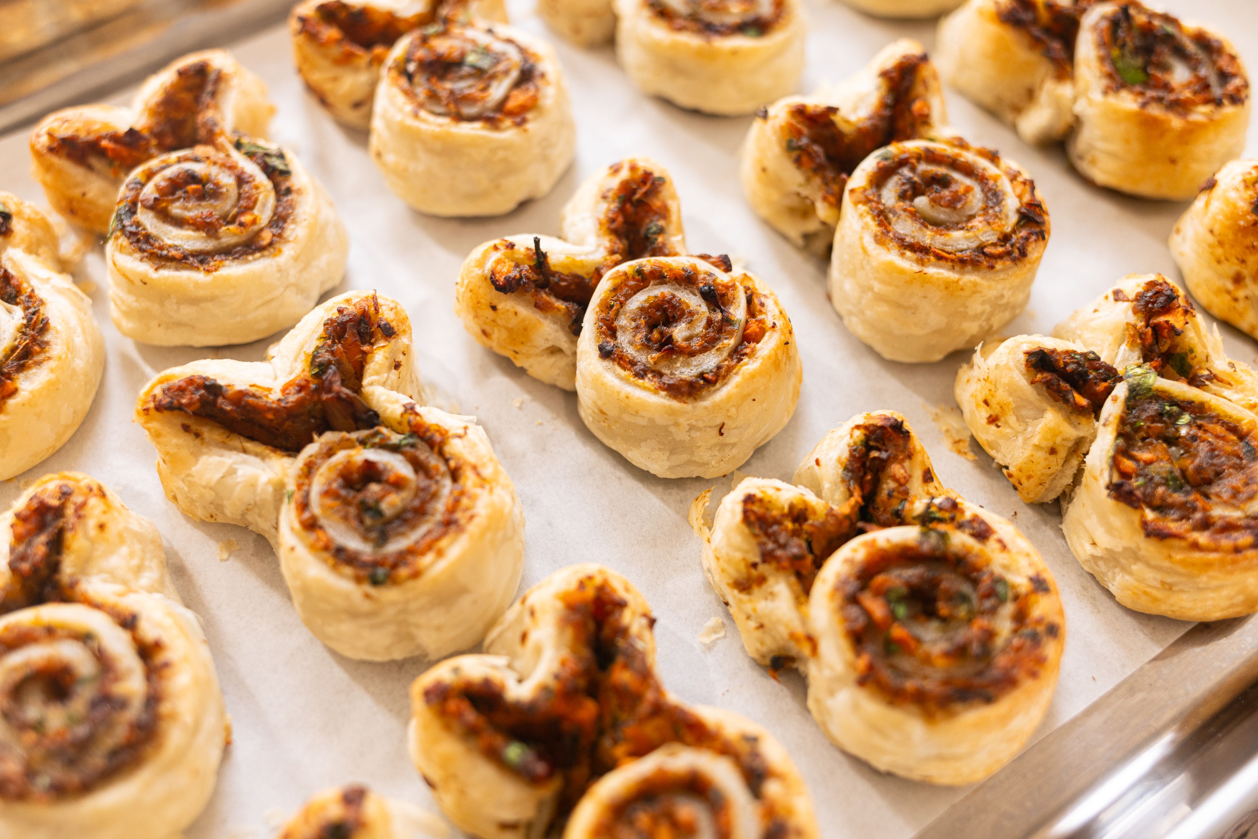 Vegan Puff Pastry Bunnies with Onion Mushroom Filling
