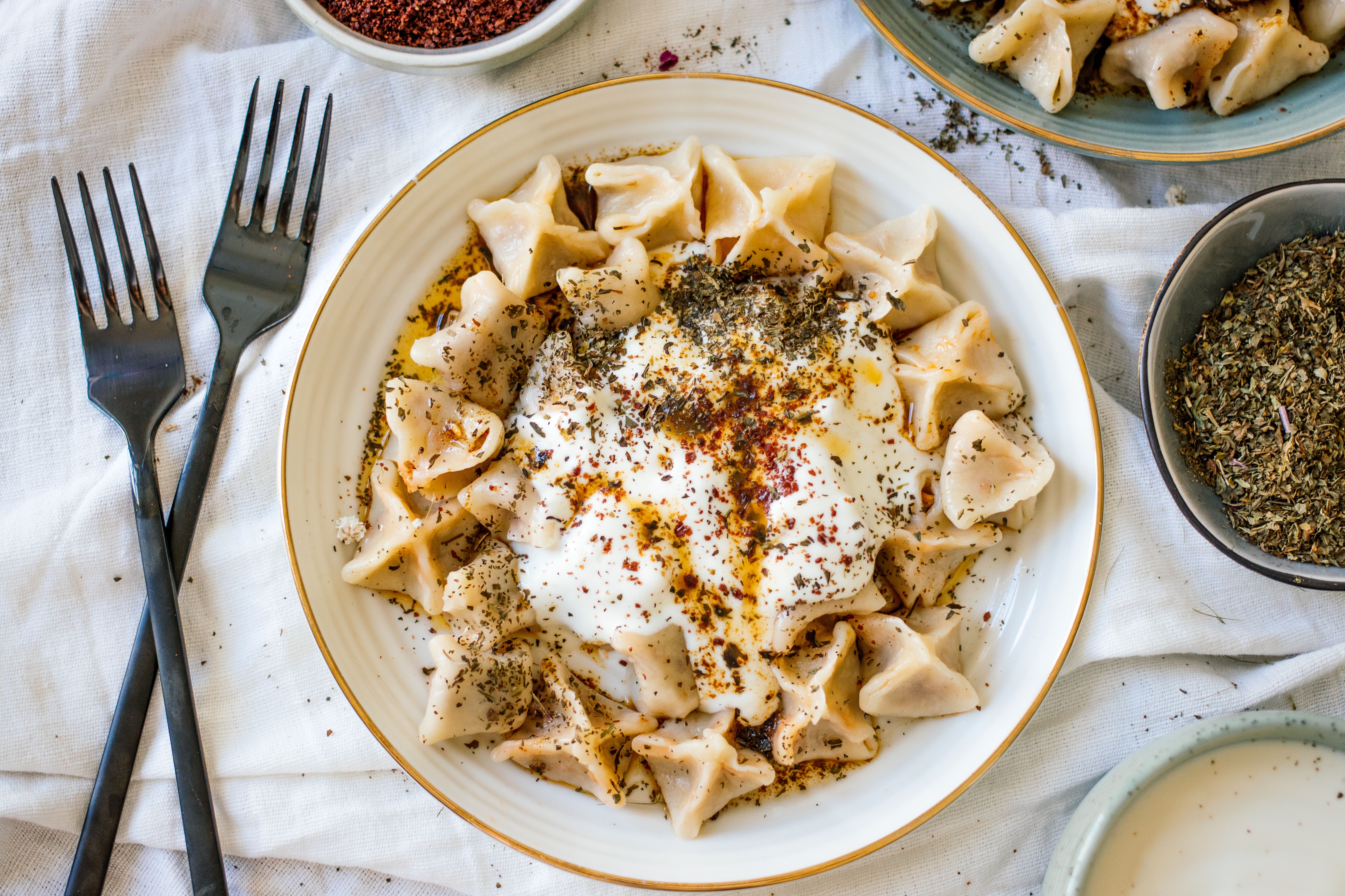 Vegane Manti mit Sojafüllung