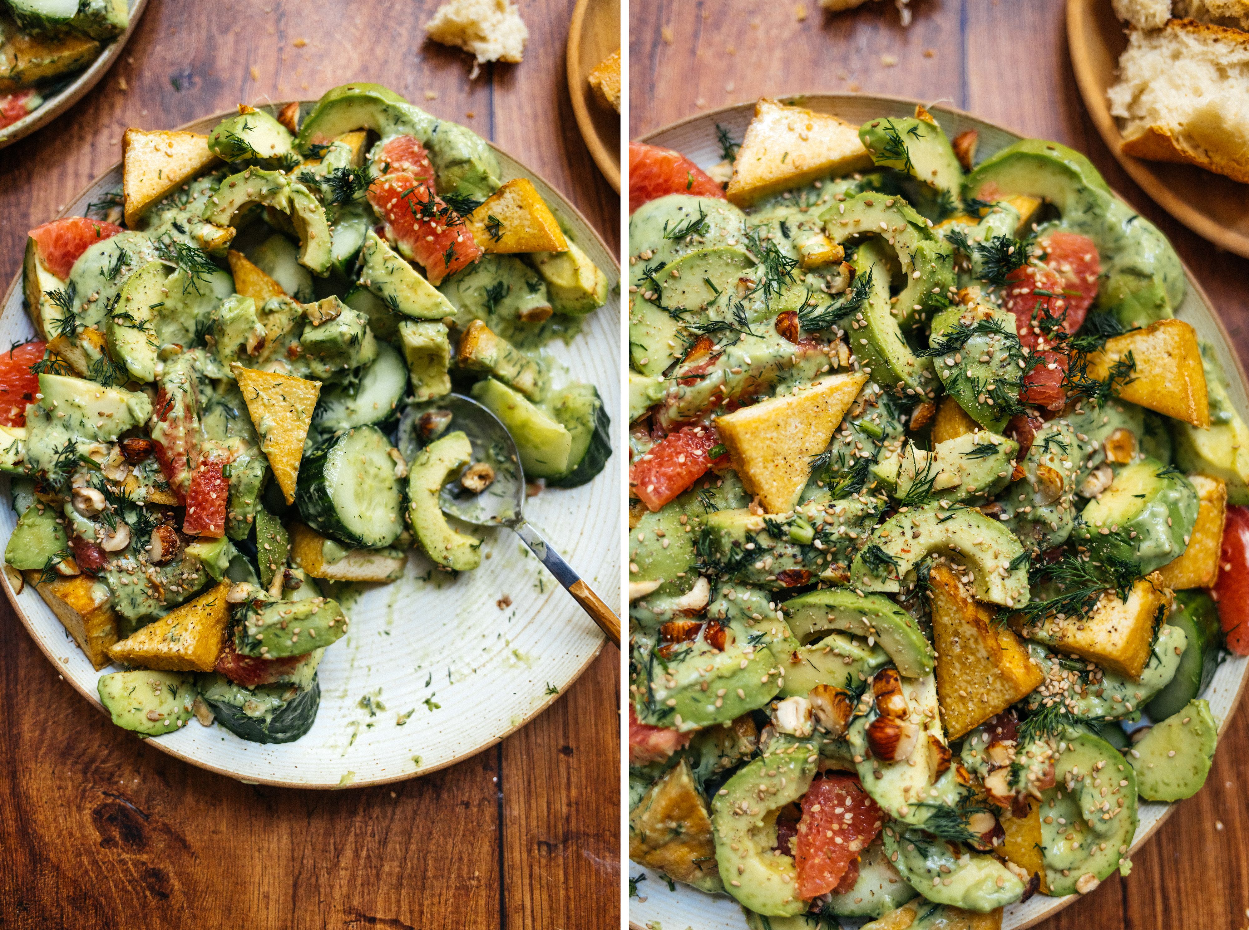 R796 Avocado-Gurken-Salat mit Grapefruit und Tofu