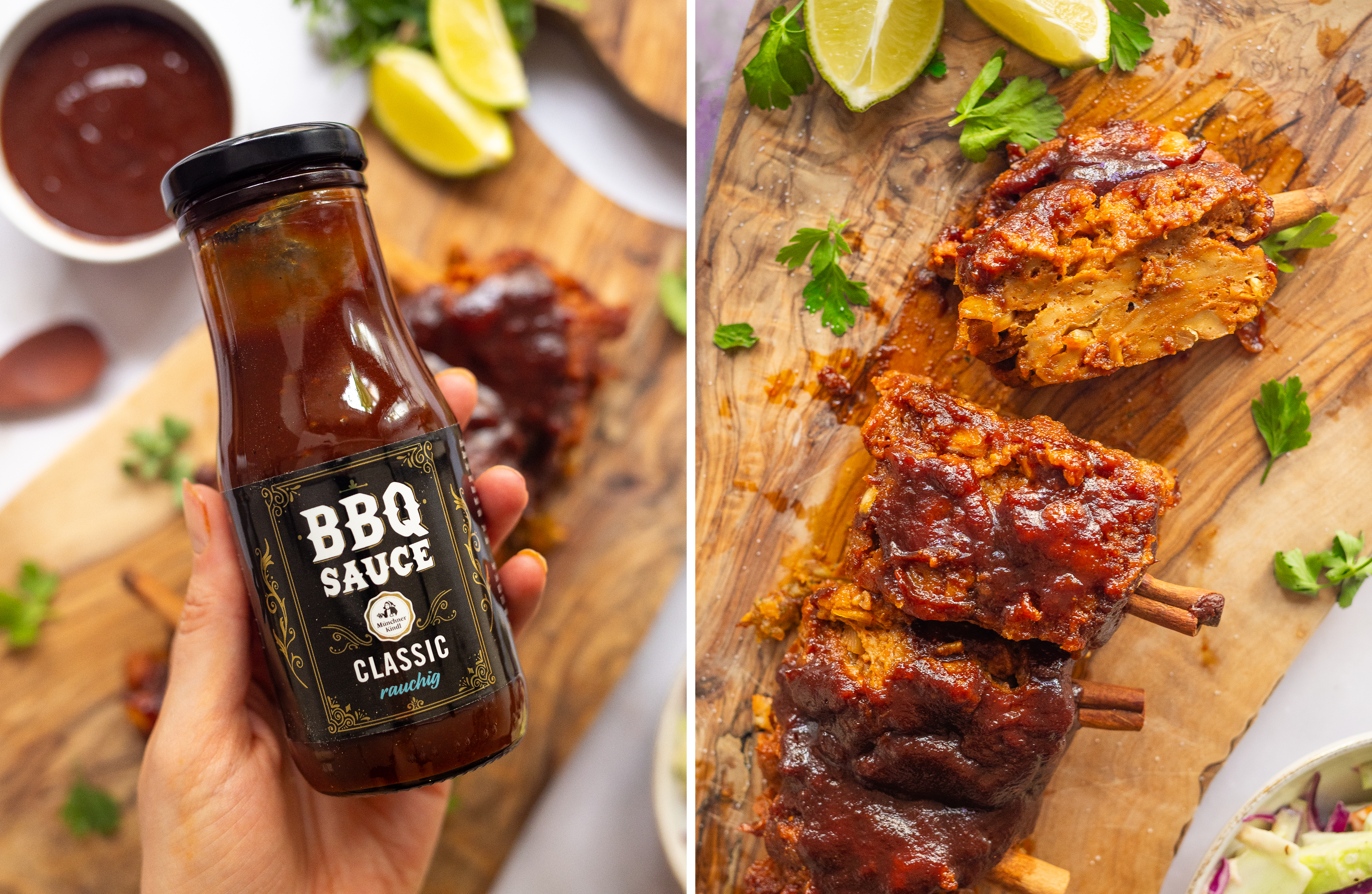 R994 – Münchner Kindl Mustard – Vegan BBQ Ribs from the Grill with Spicy Lime Coleslaw