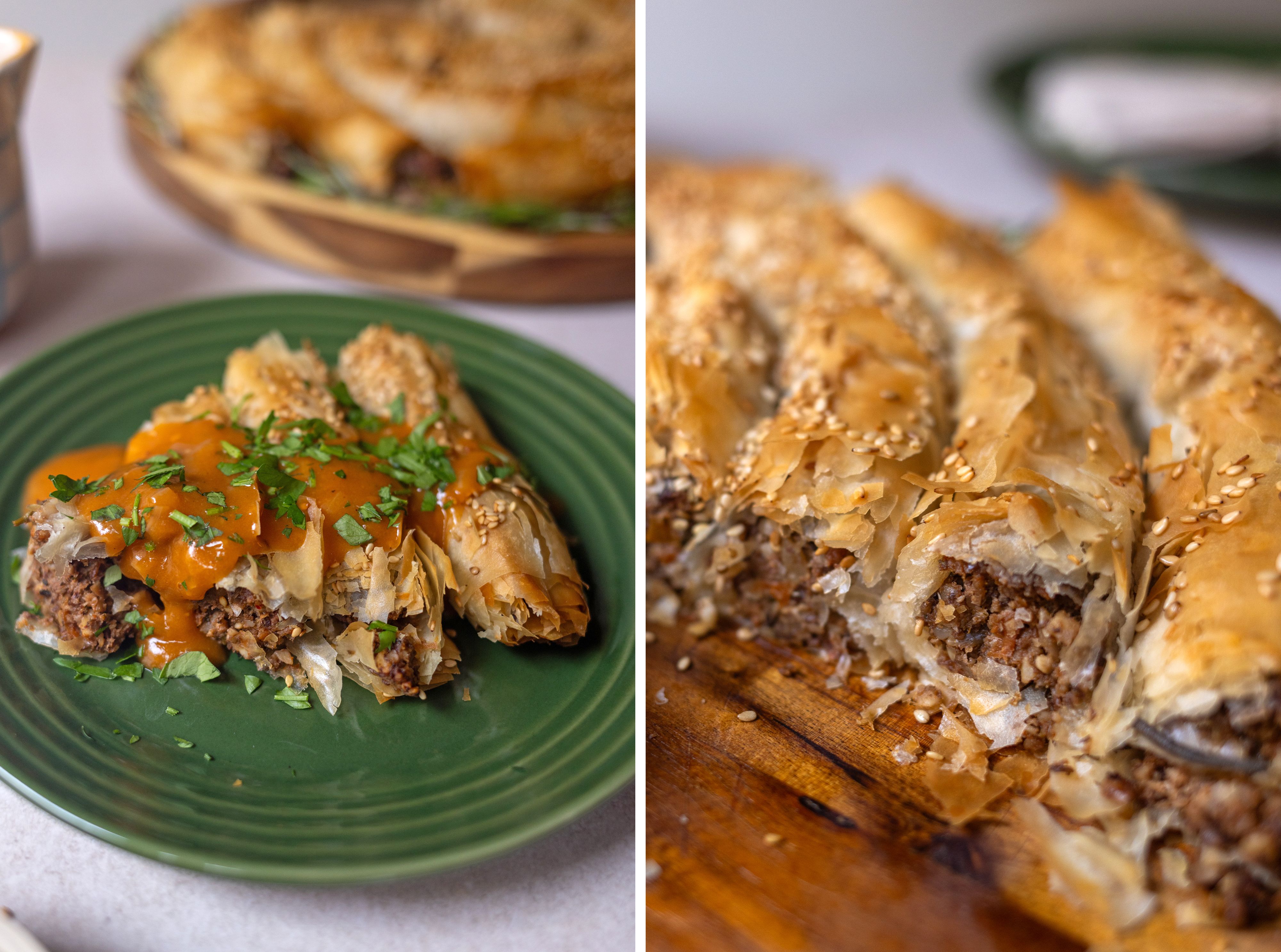 R1010 Veganer Nussbraten-Strudel mit schneller brauner Soße
