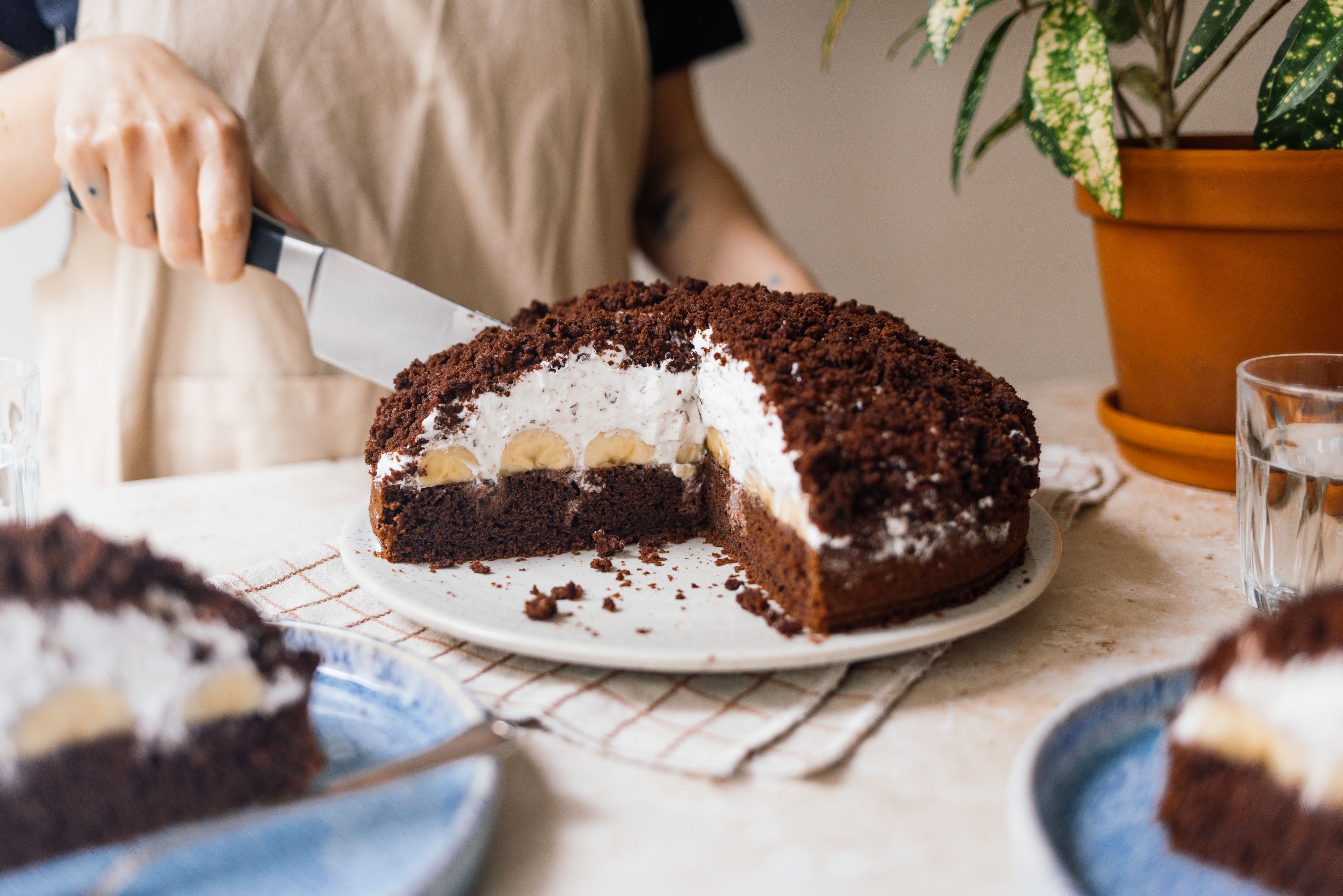 Vegan Mole Cake (German Banana Cream Chocolate Cake) 