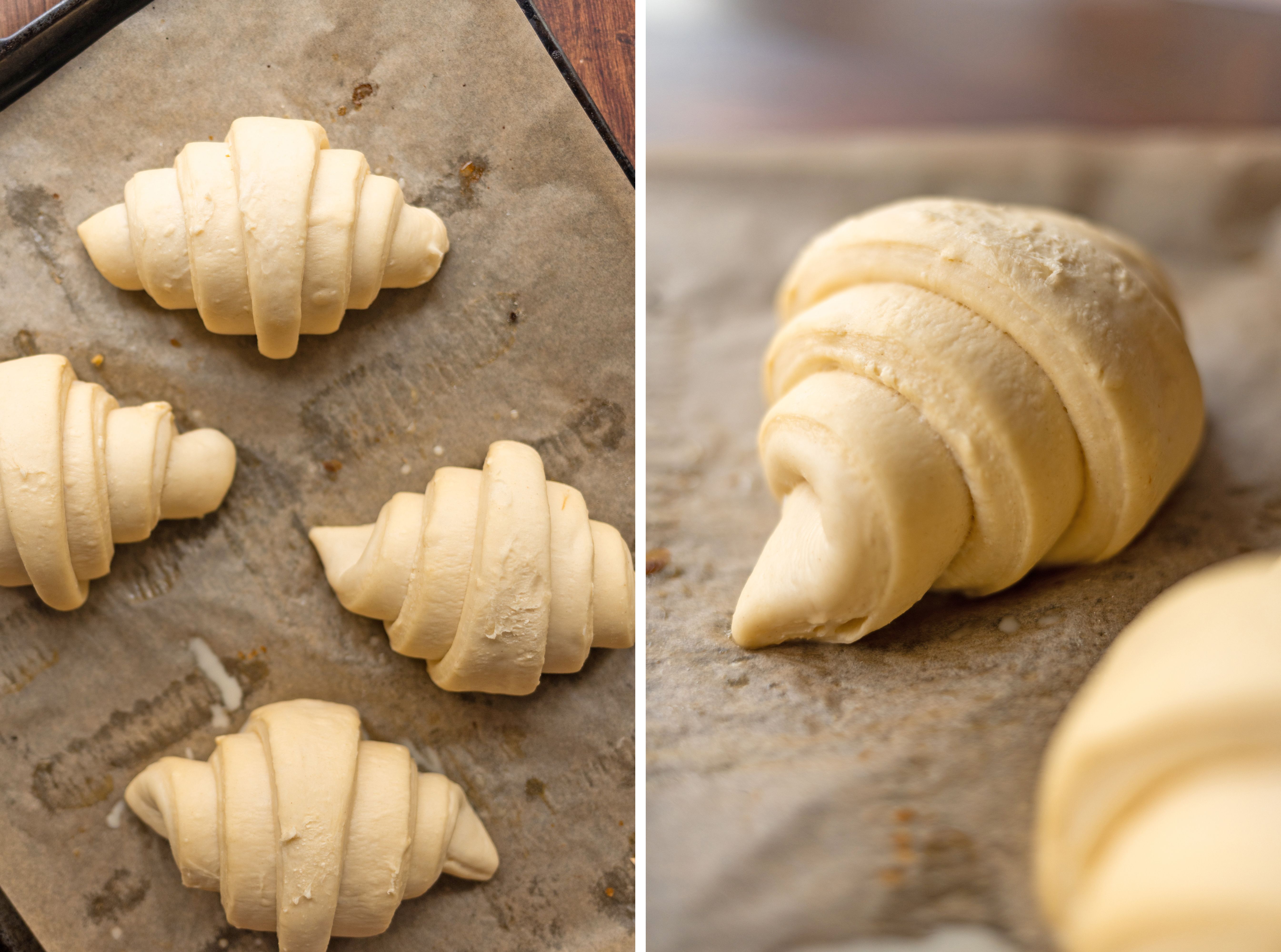 R870 Selbstgemachte vegane Croissants und Schokocroissants