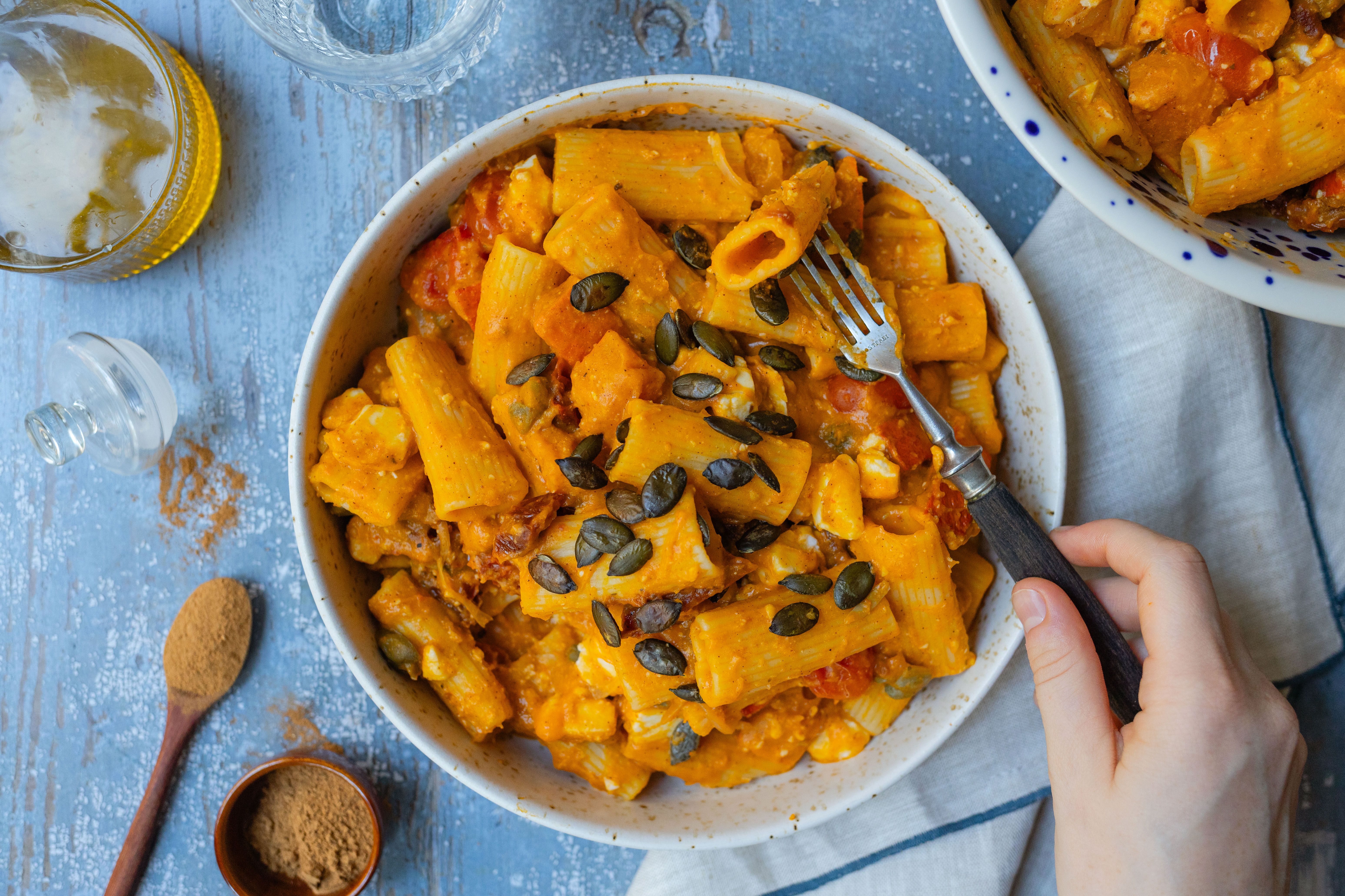 R902 Vegan Pumpkin Pasta with Tomato & Feta