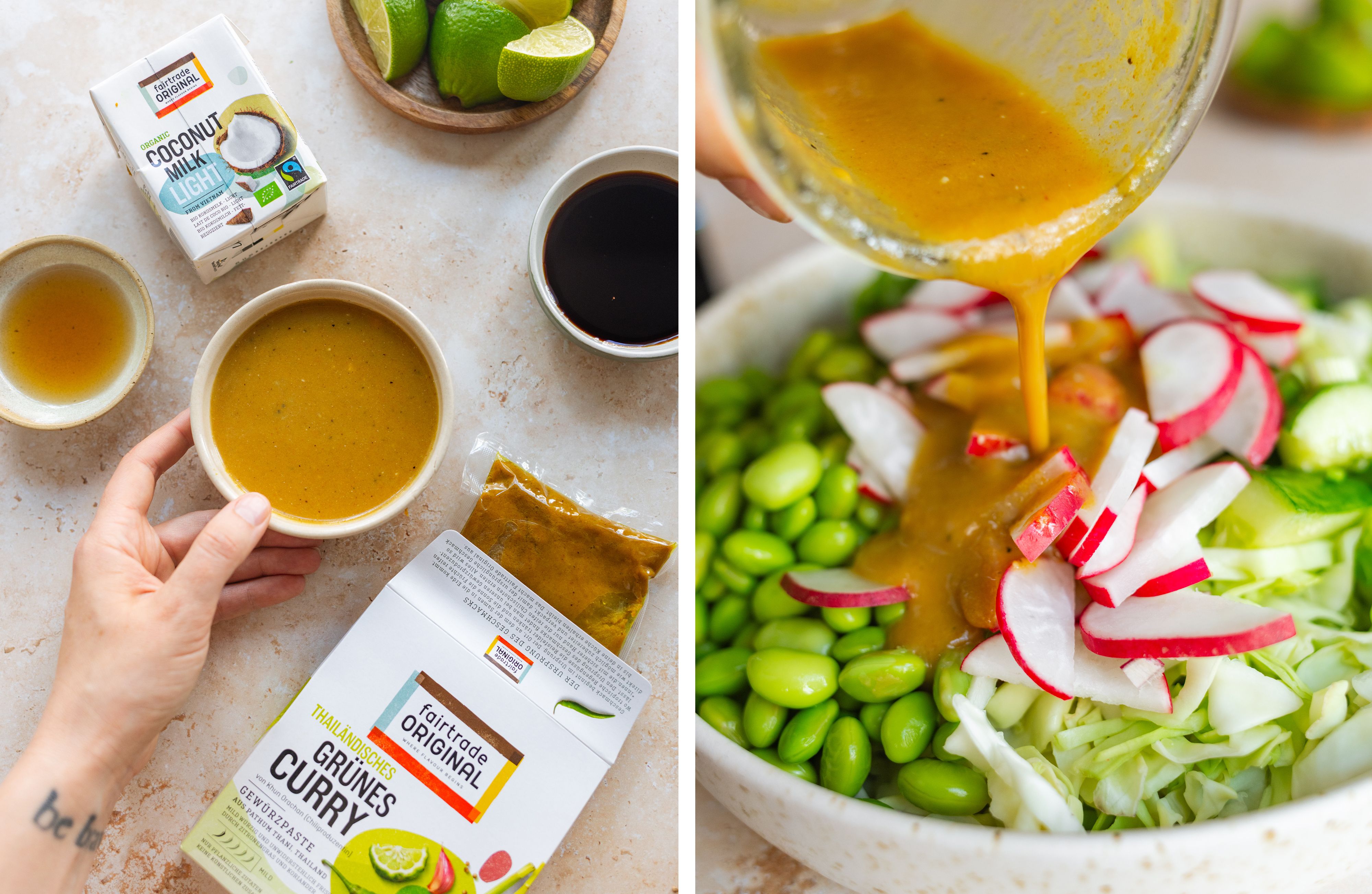 R963 Knuspriger Dumpling Salat mit Currydressing