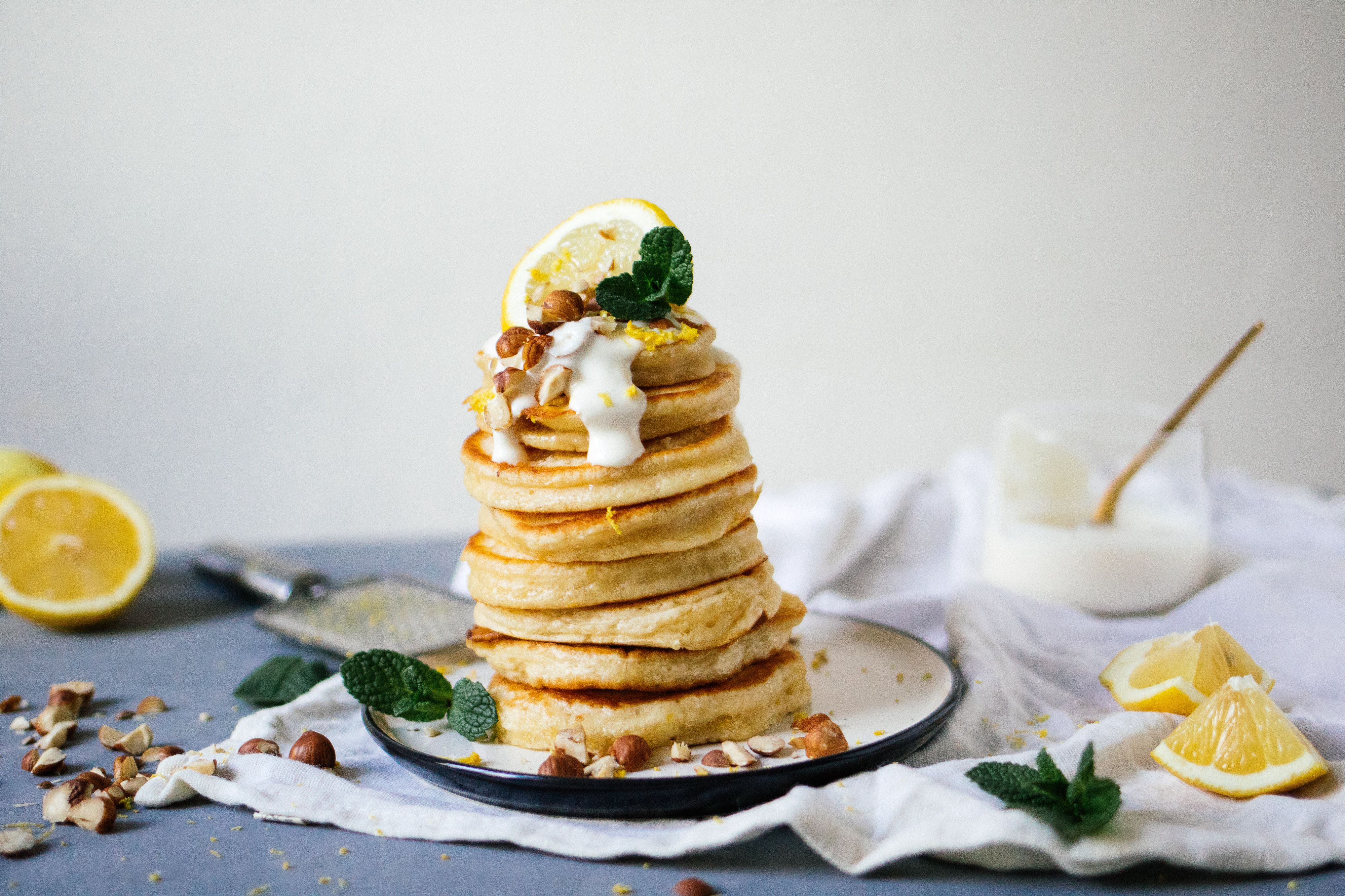 R354 Vegane Pancakes mit Zitrone & Joghurt