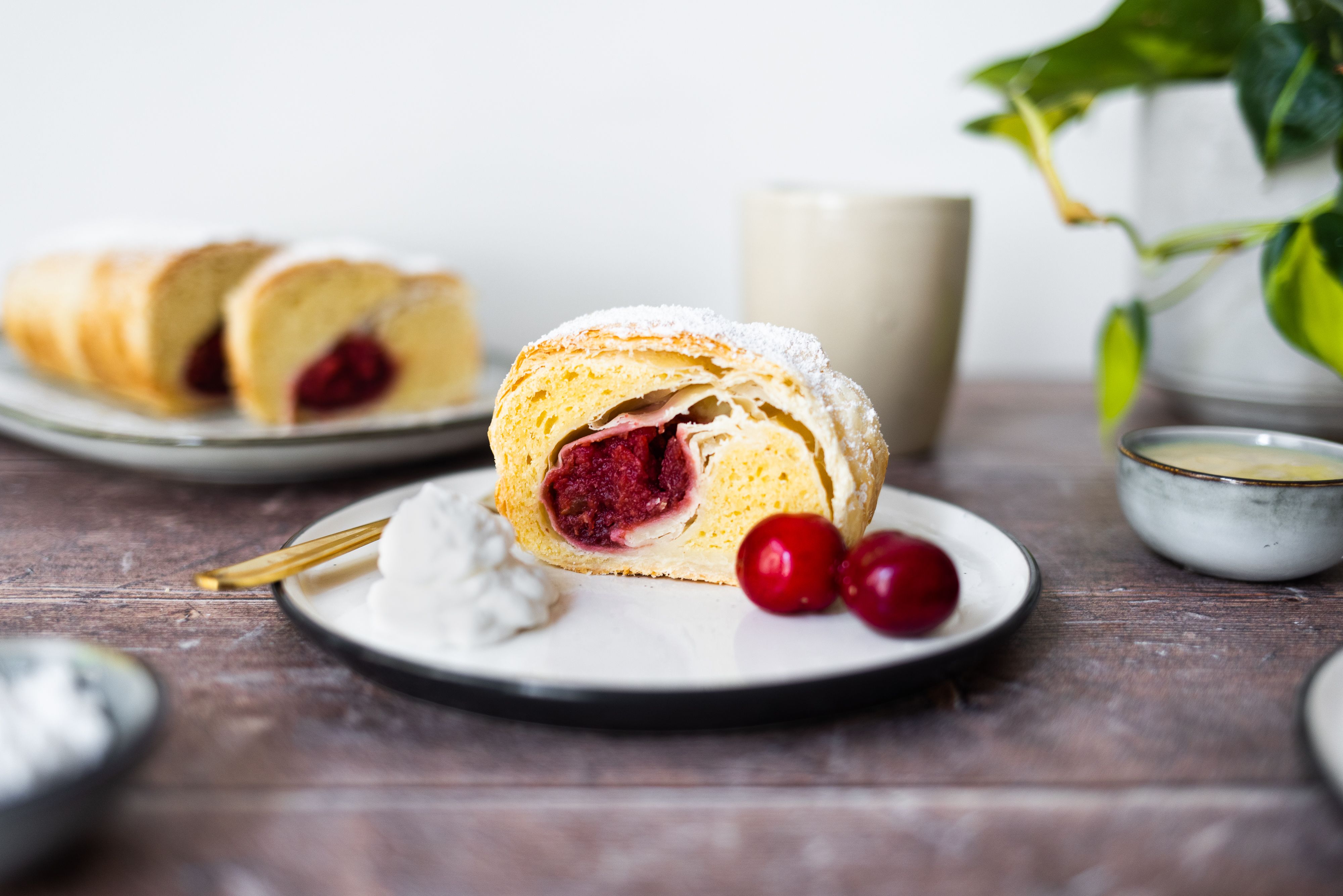Vegan Curd Strudel with Cherries