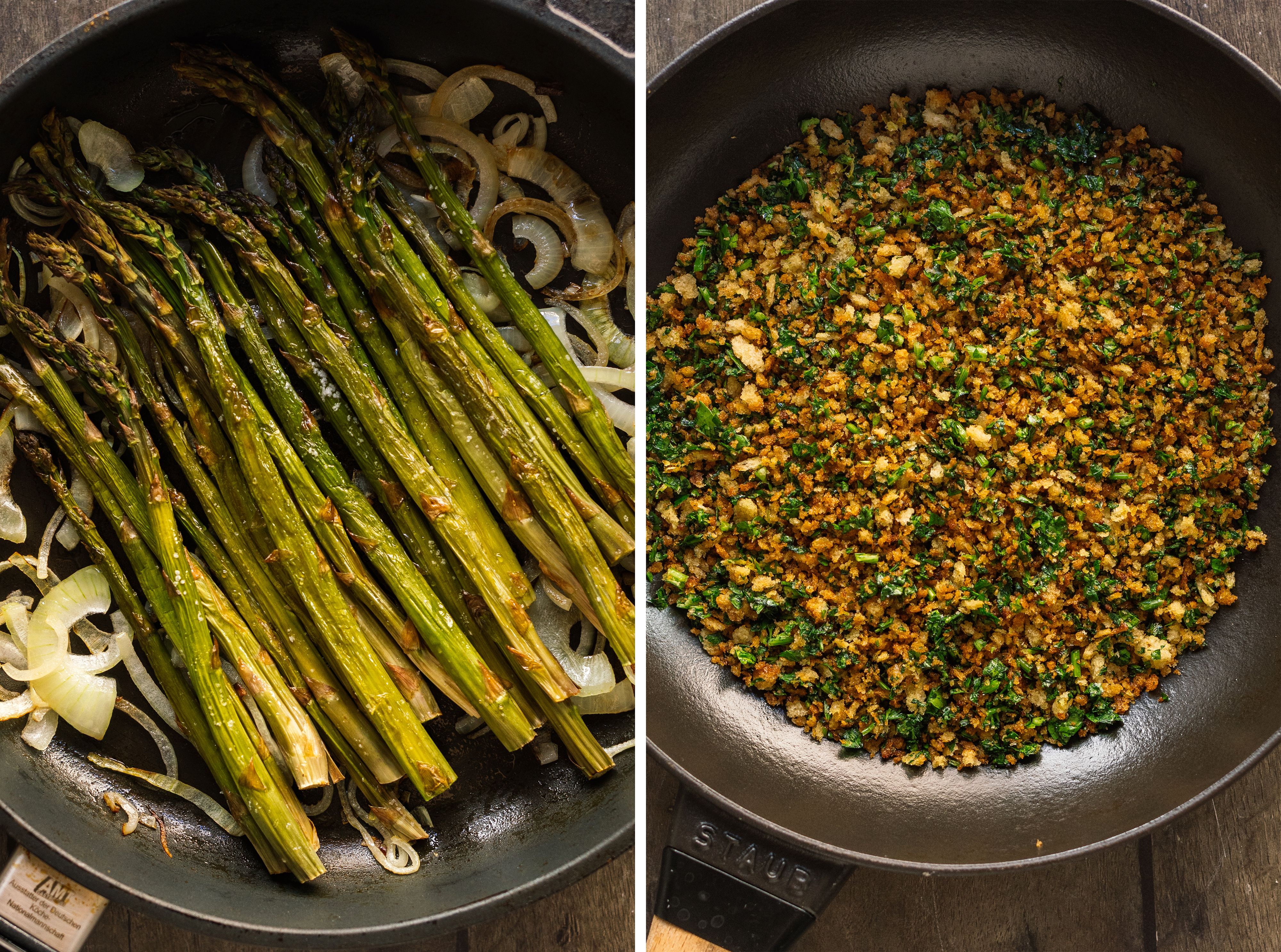 R966 Vegan Lemon Polenta with Green Asparagus, Peas and Crunchy Topping