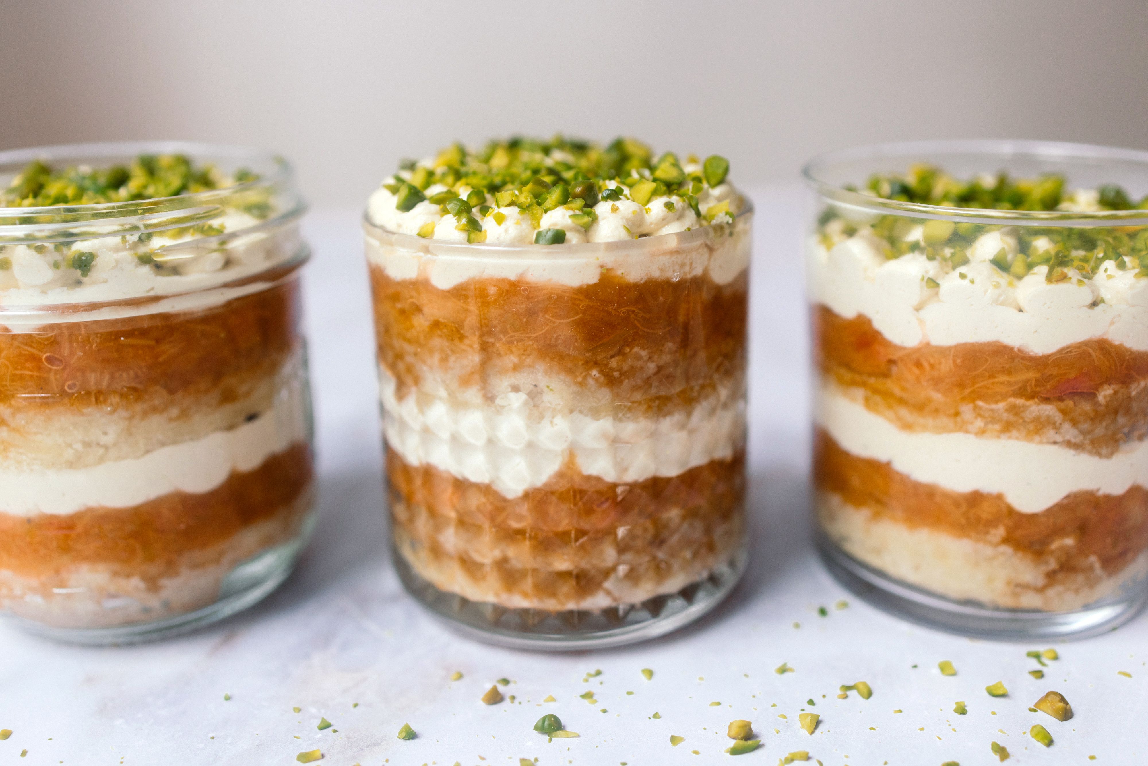Vegan Rhubarb and Pistachio Tiramisu in a Jar