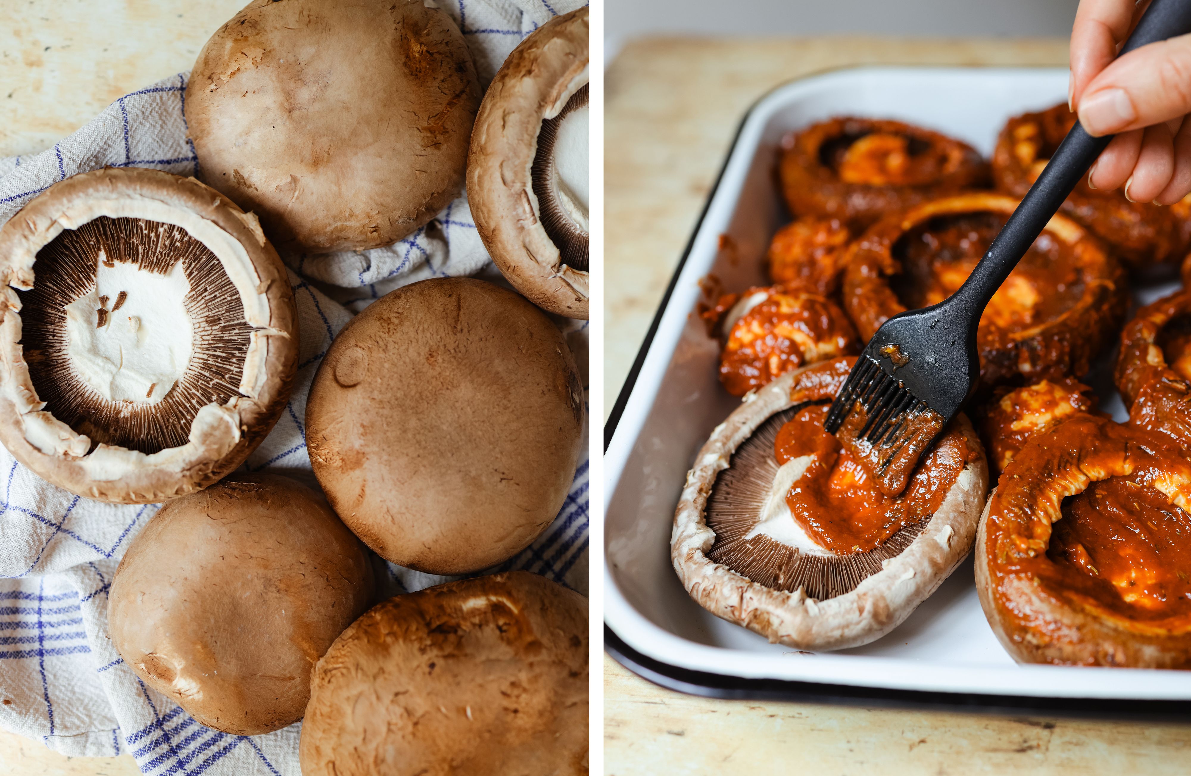 R949 Vegane Mini-Portobello-Burger mit selbstgemachten Brötchen