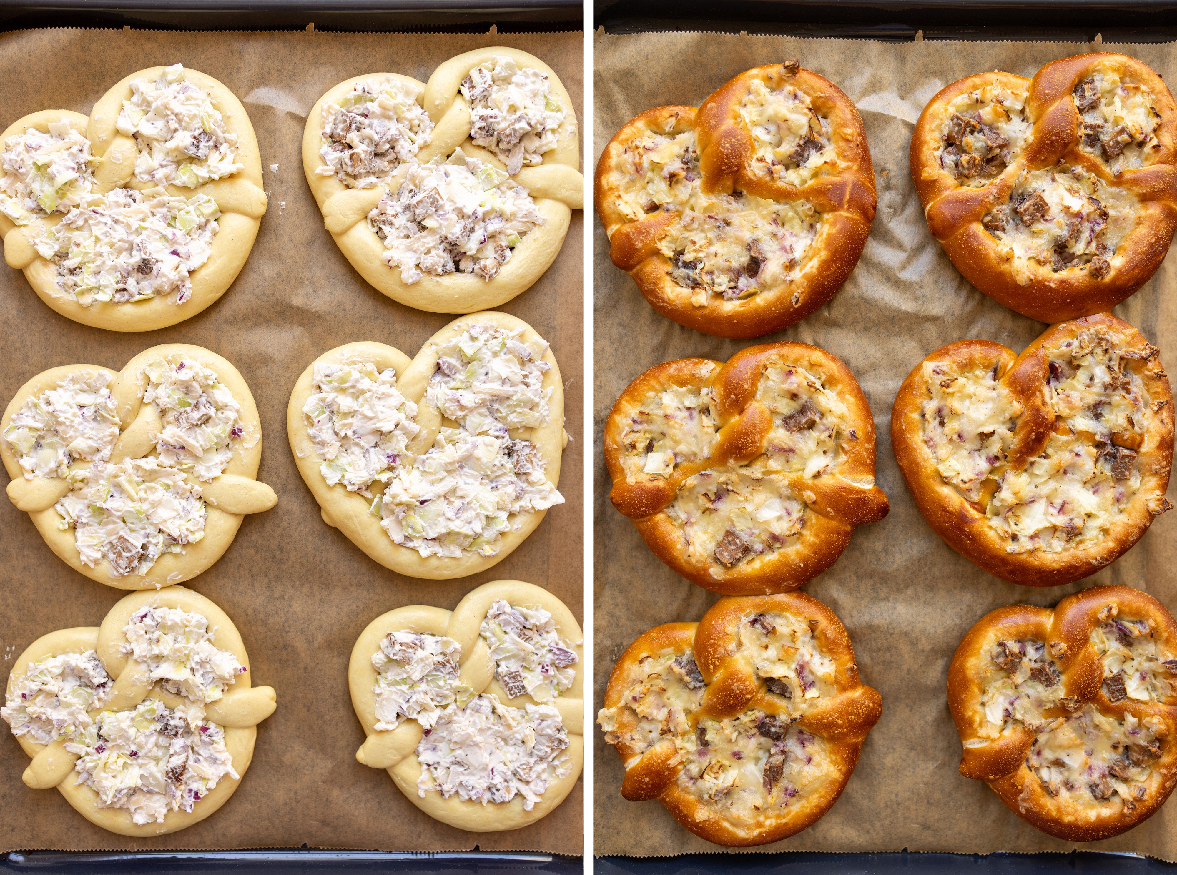 R1040 Stuffed Pretzels with Cabbage, Creamy Herb Dip and Crisp Radish Salad